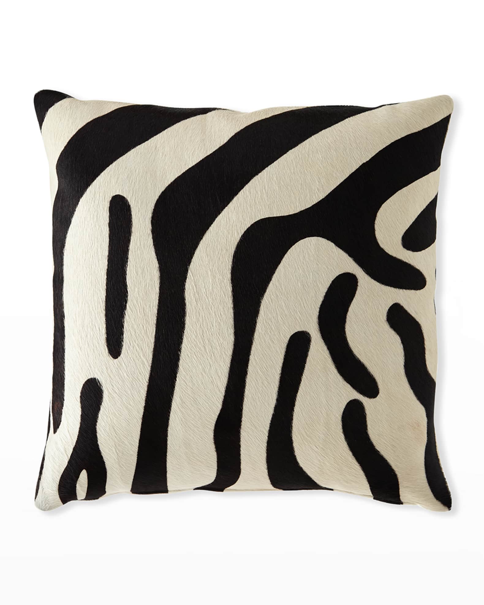 Massoud Hair Hide Zebra Pillow, 19"Sq.