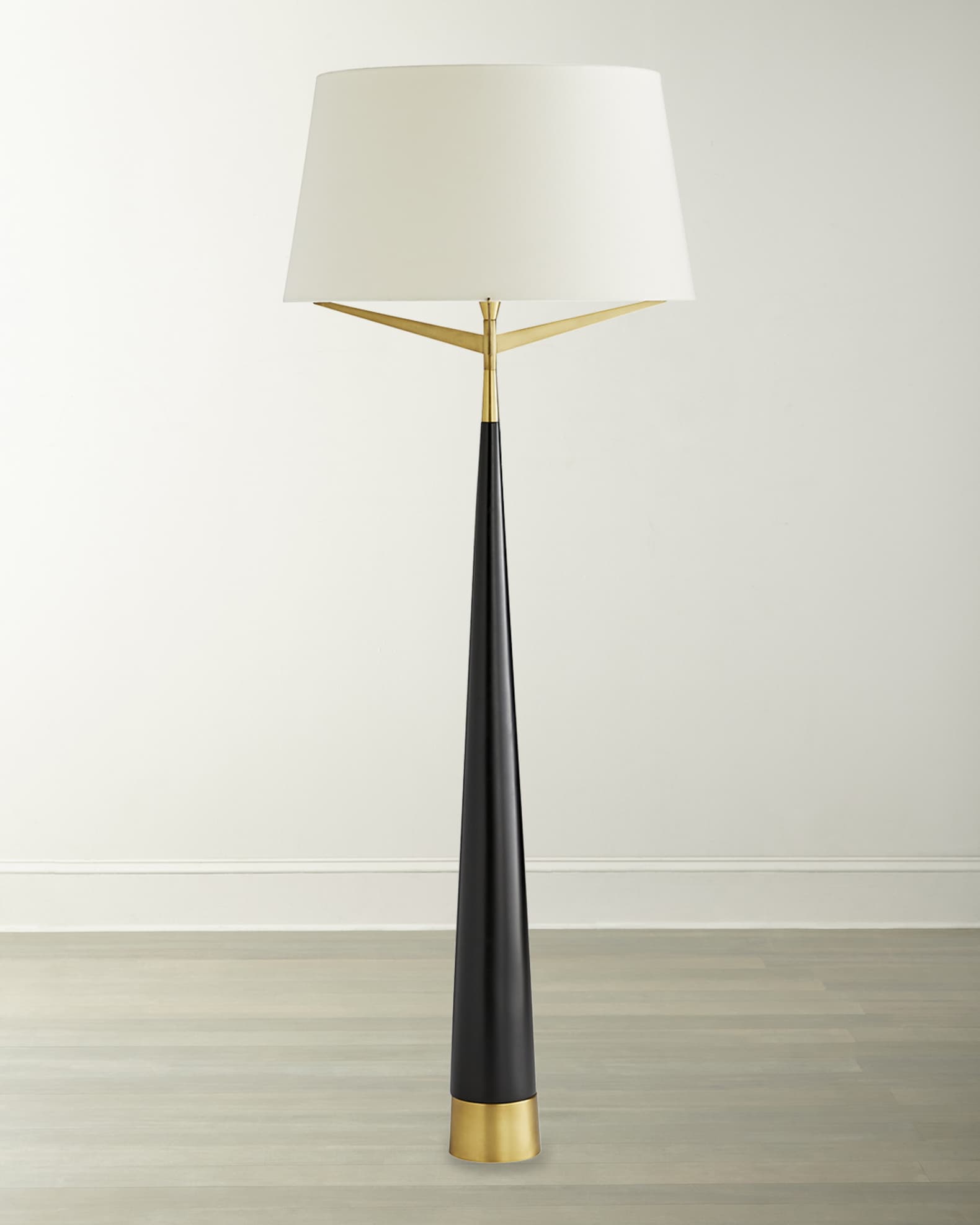 Arteriors Home Elden Floor Lamp Black Resin and Antique Brass