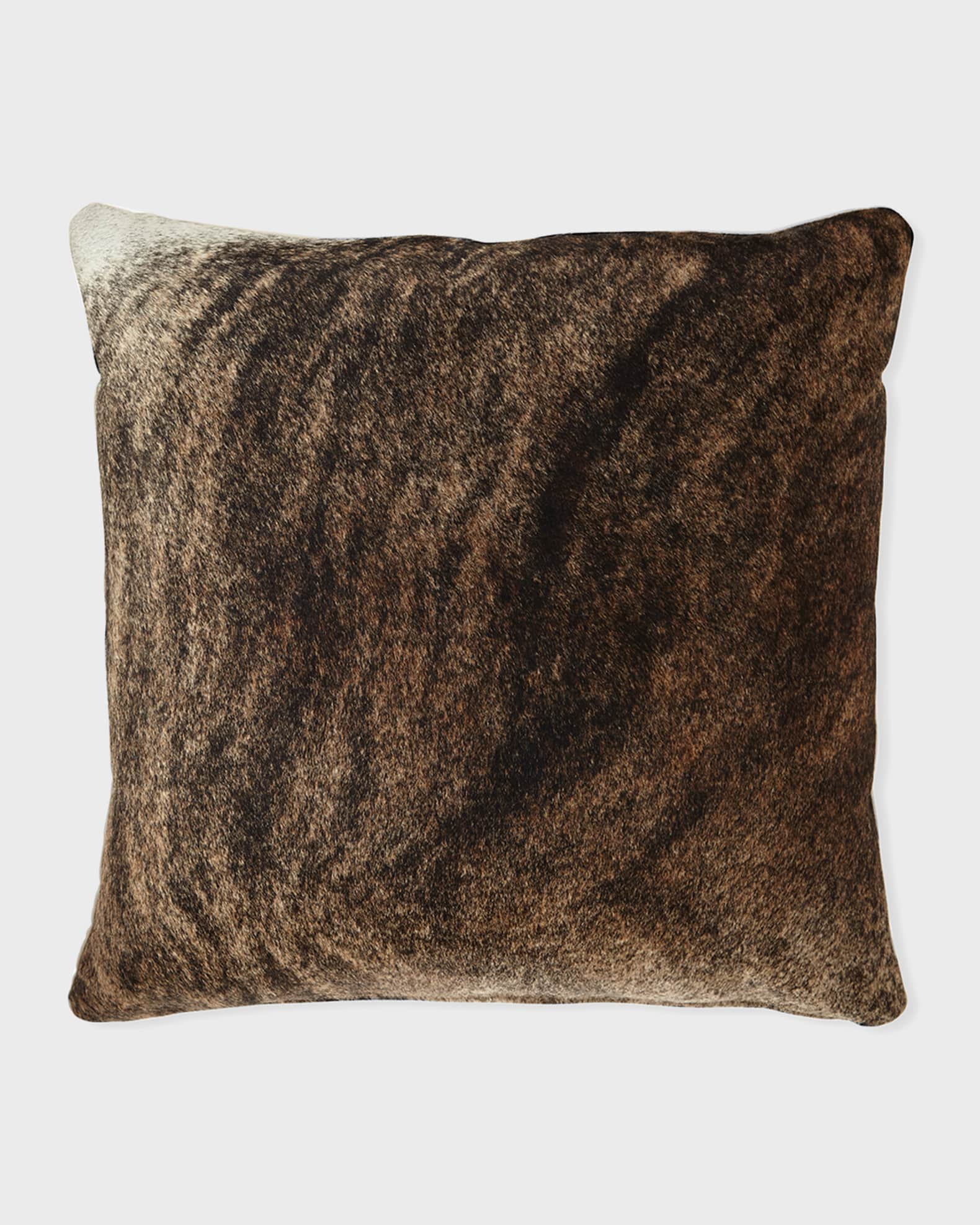 Massoud Brindle Hair Hide Brown Pillow, 19"Sq.