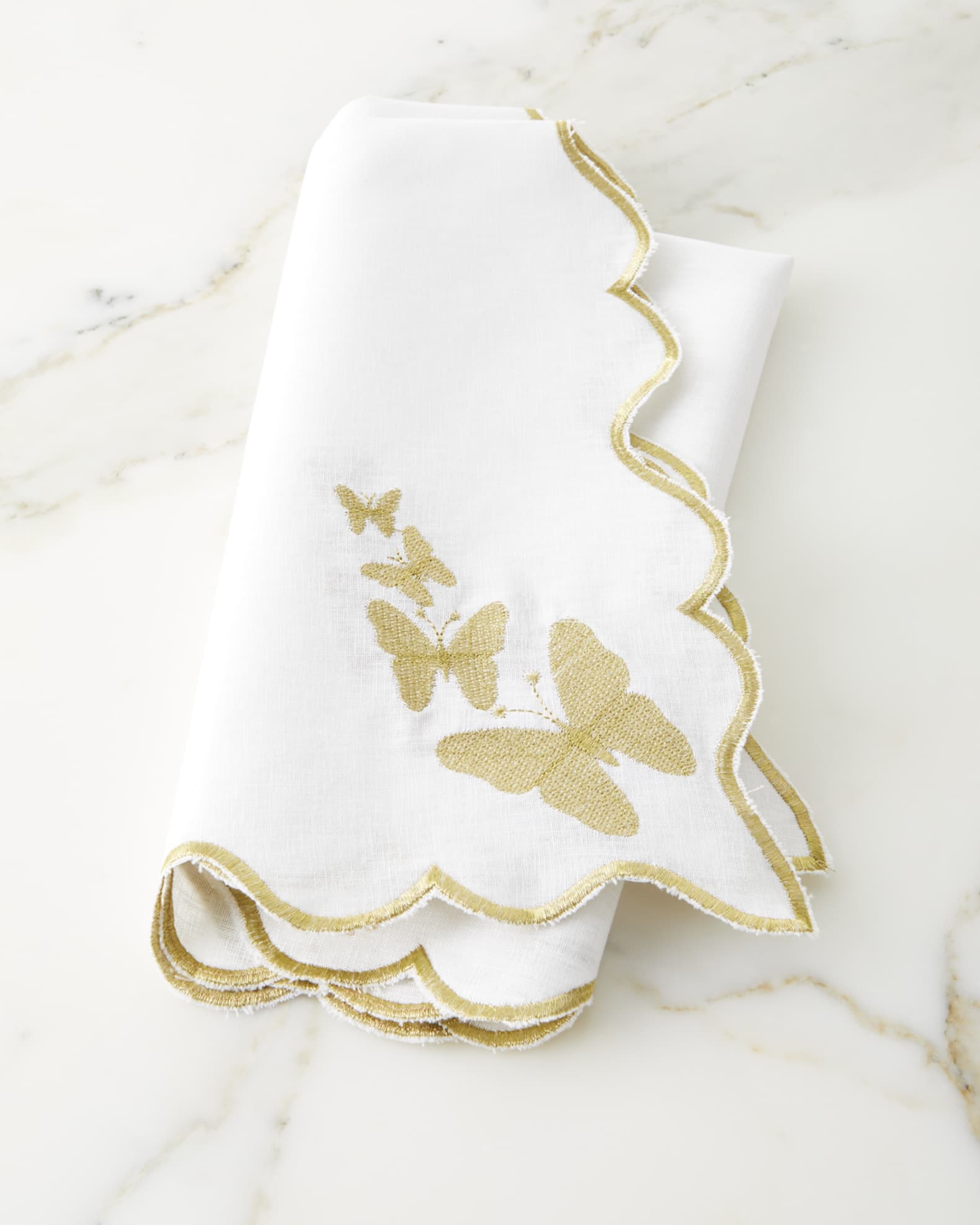 EMBROIDERED LINEN NAPKIN - White