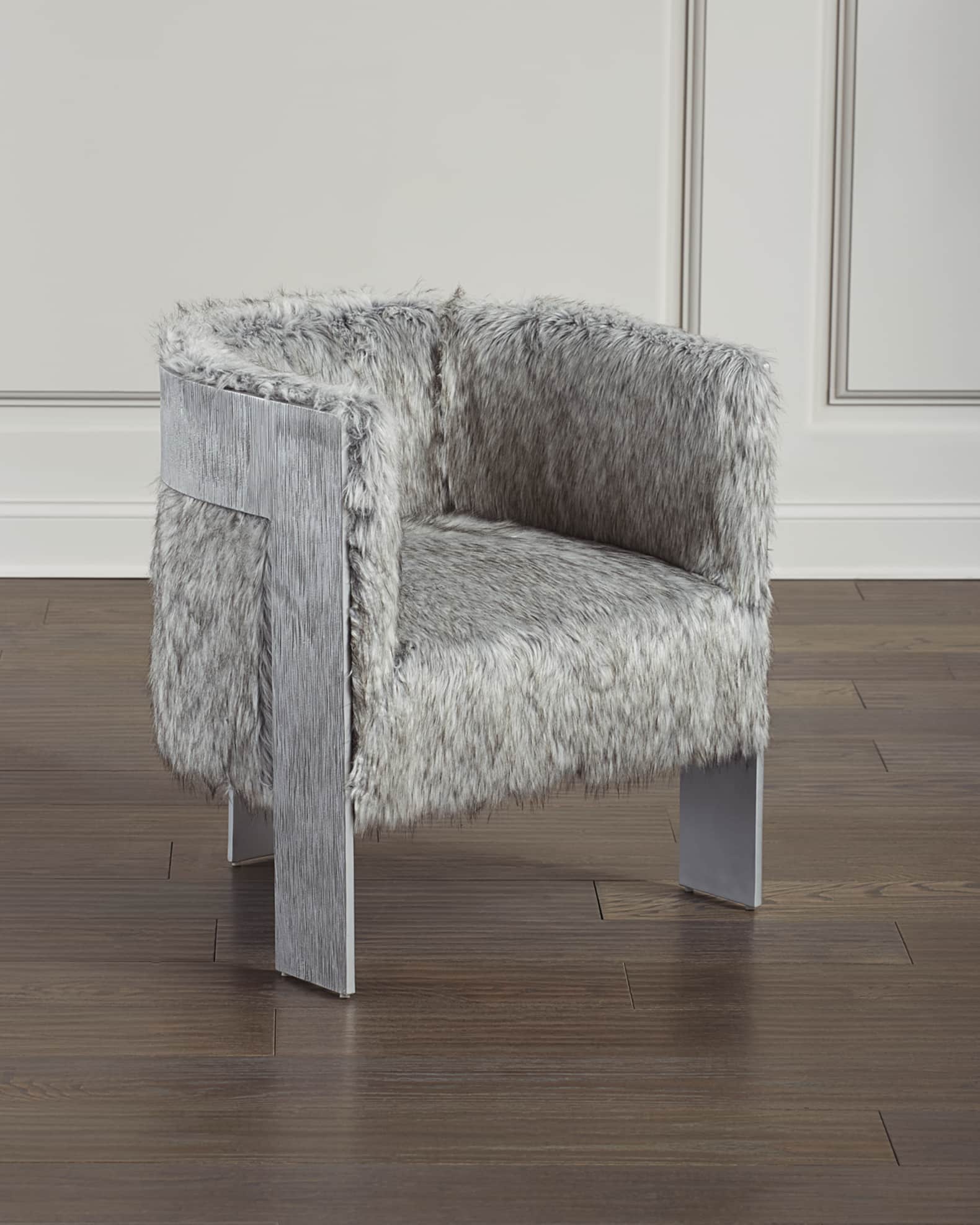 Gray faux fur chair shop