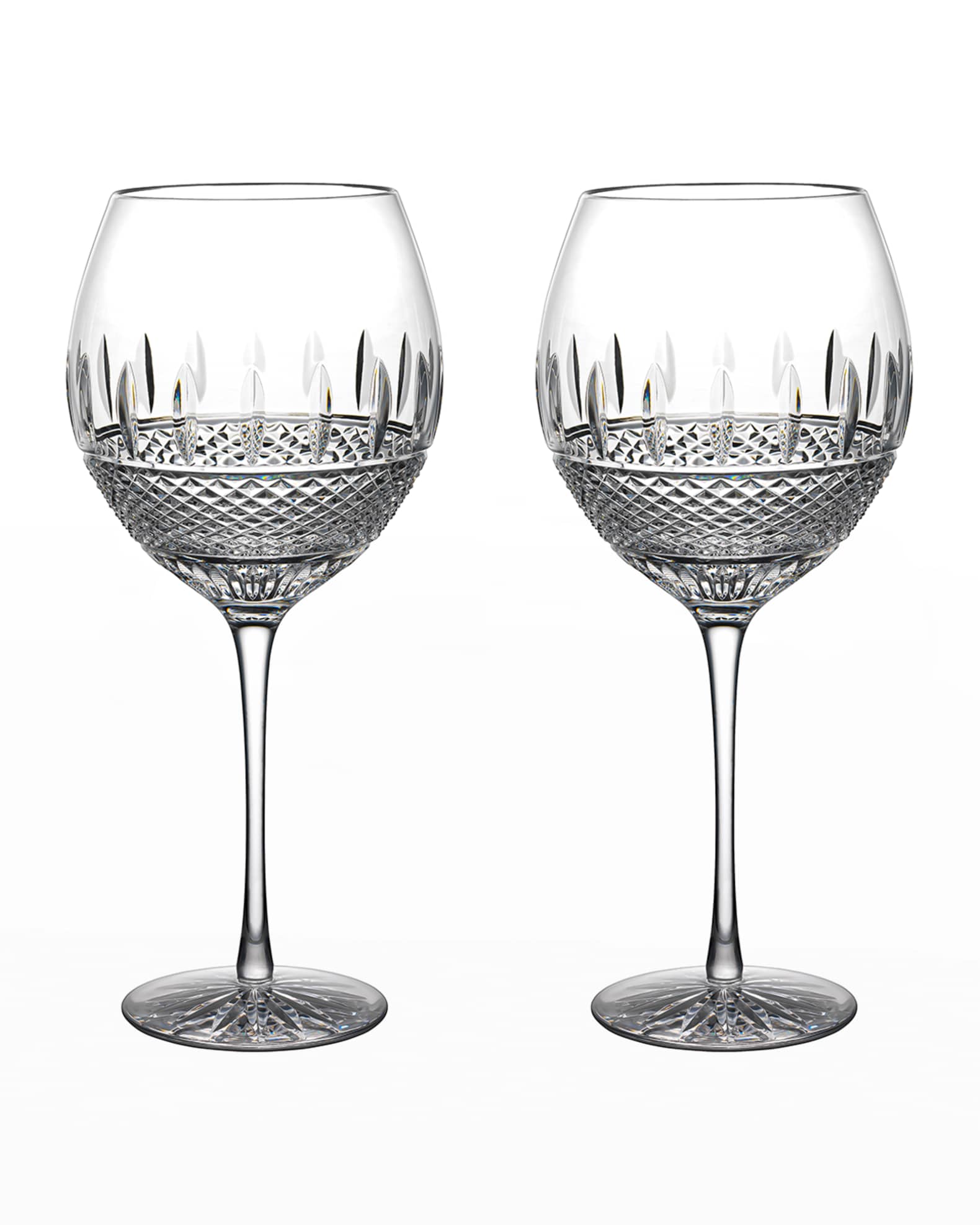 Set of 2 crystal red wine glasses
