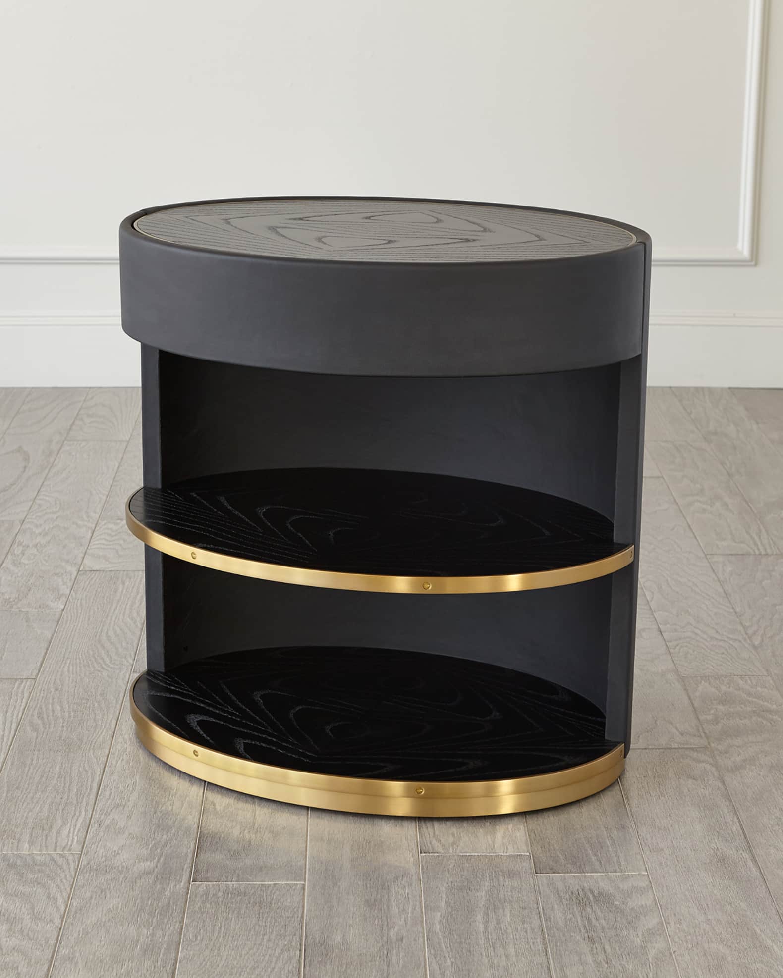 Global Views Ellipse Leather Bedside Cabinet