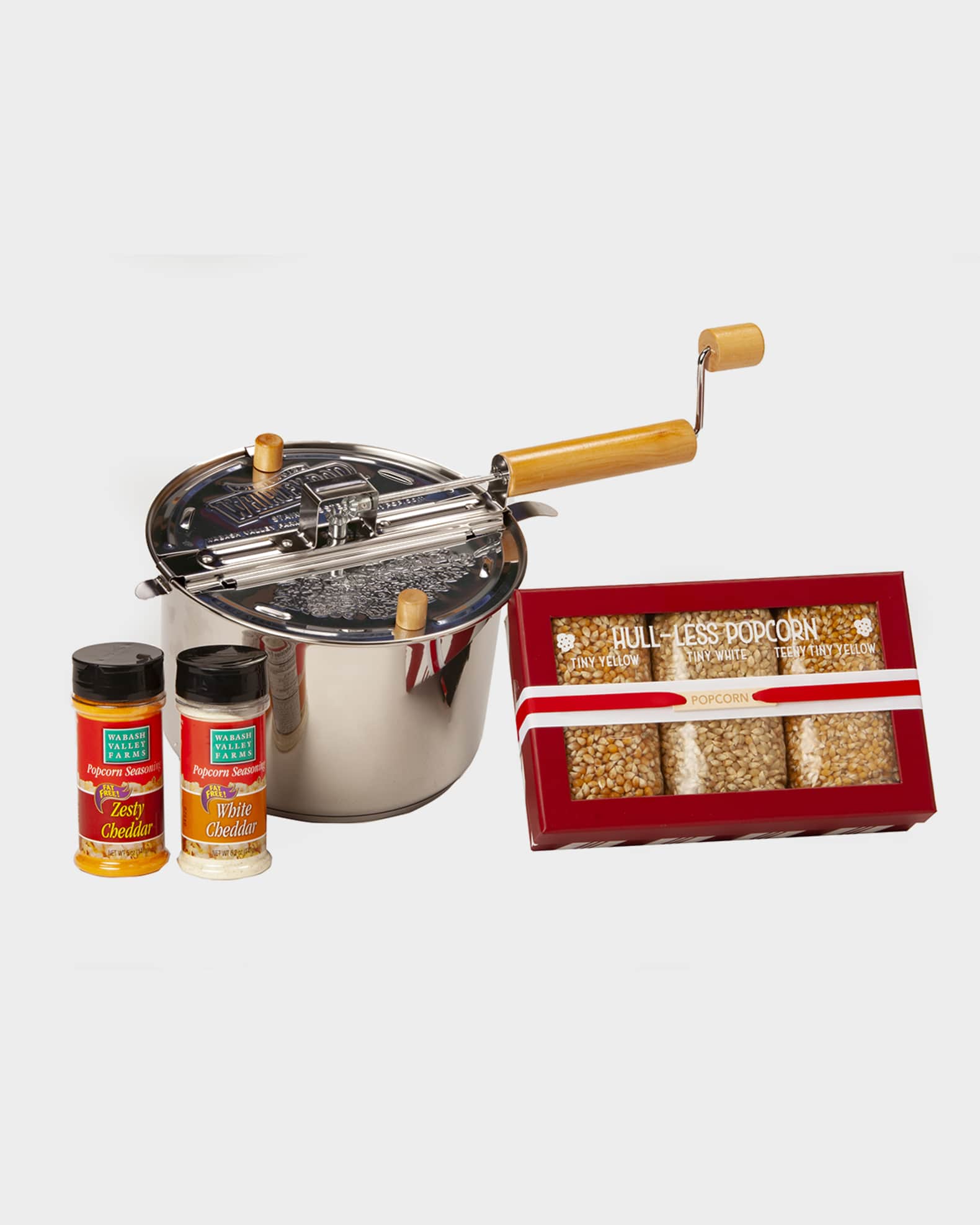Wabash Valley Farms Stainless Steel WhirleyPop & HullLess Popcorn Set