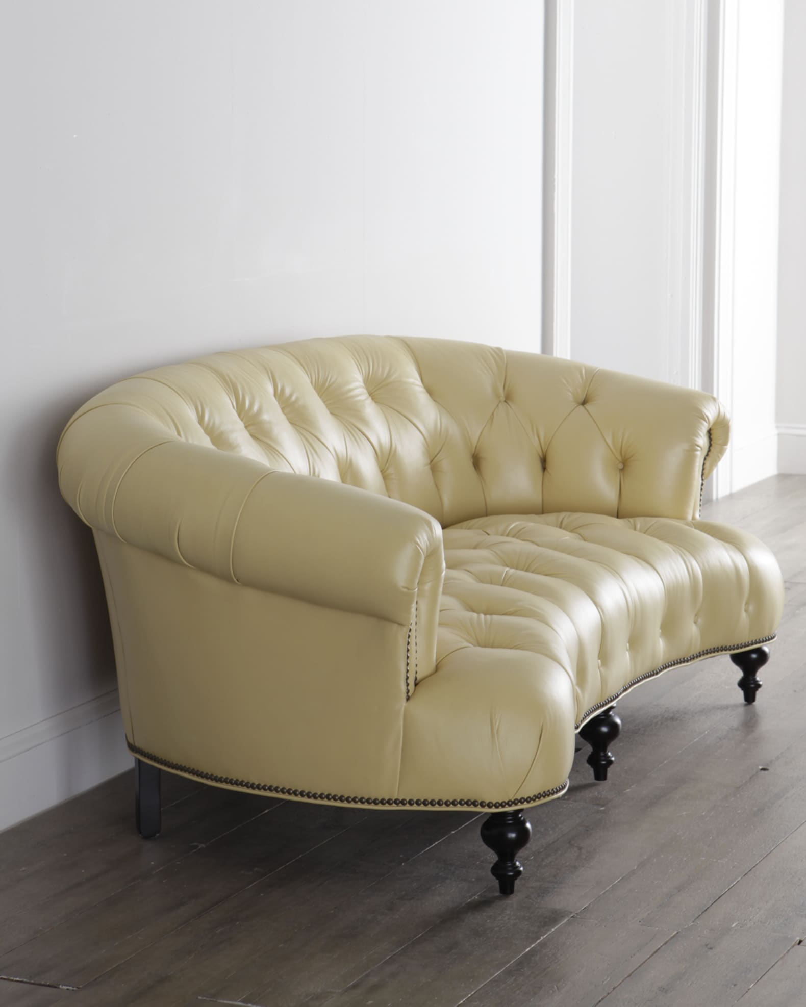 Old Hickory Tannery Lenoir Leather Tufted Sofa 70.5