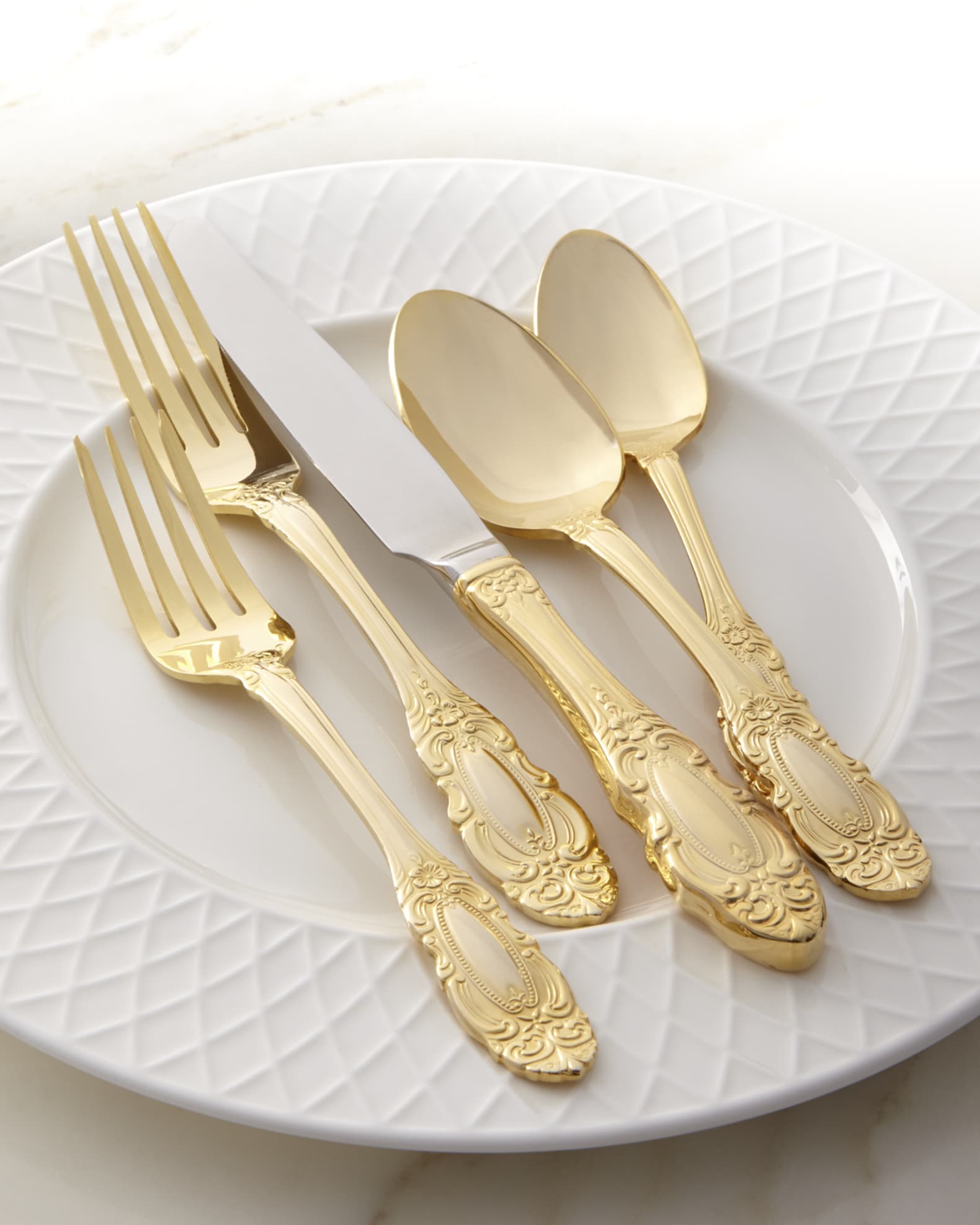 Wallace Silversmiths 65 Piece Gold Plated Grand Duchess Flatware Service Horchow
