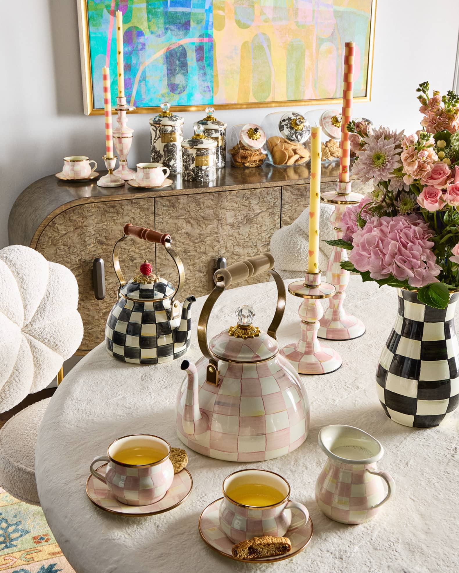 MacKenzie-Childs Courtly Check Two-Quart Tea Kettle