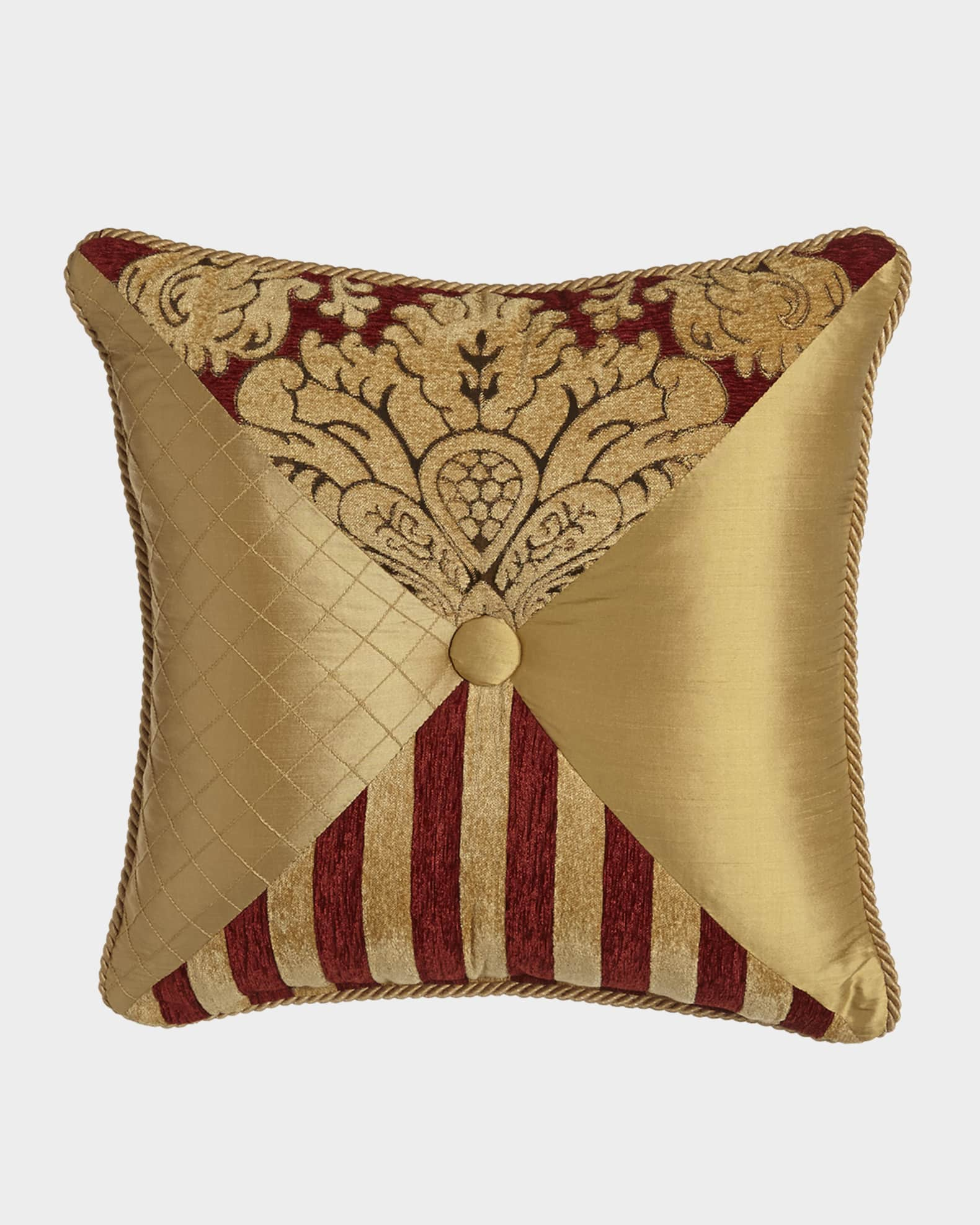 Button Square Velvet Cushion Pillow