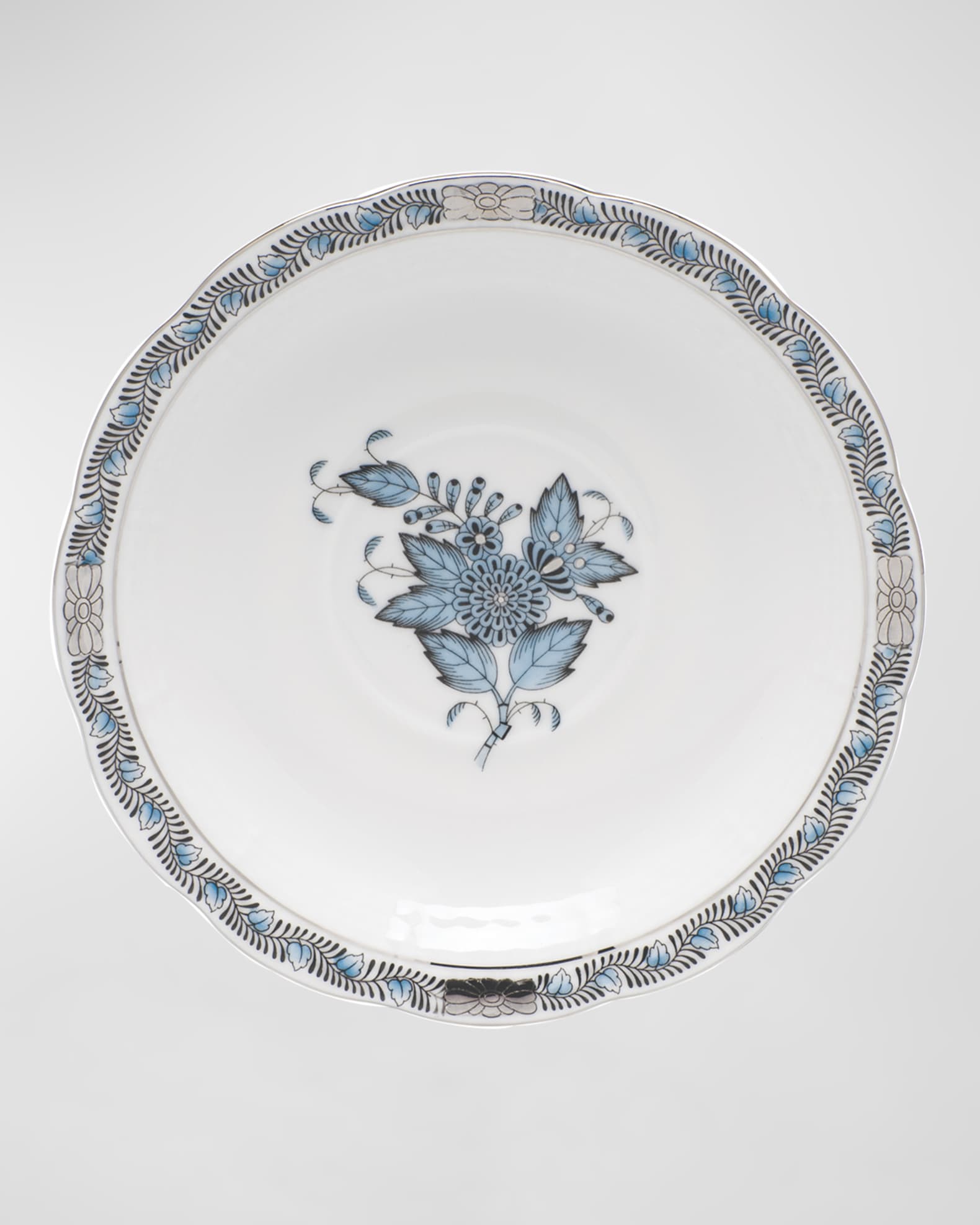 Herend Chinese Bouquet Turquoise & Platinum Tea Saucer