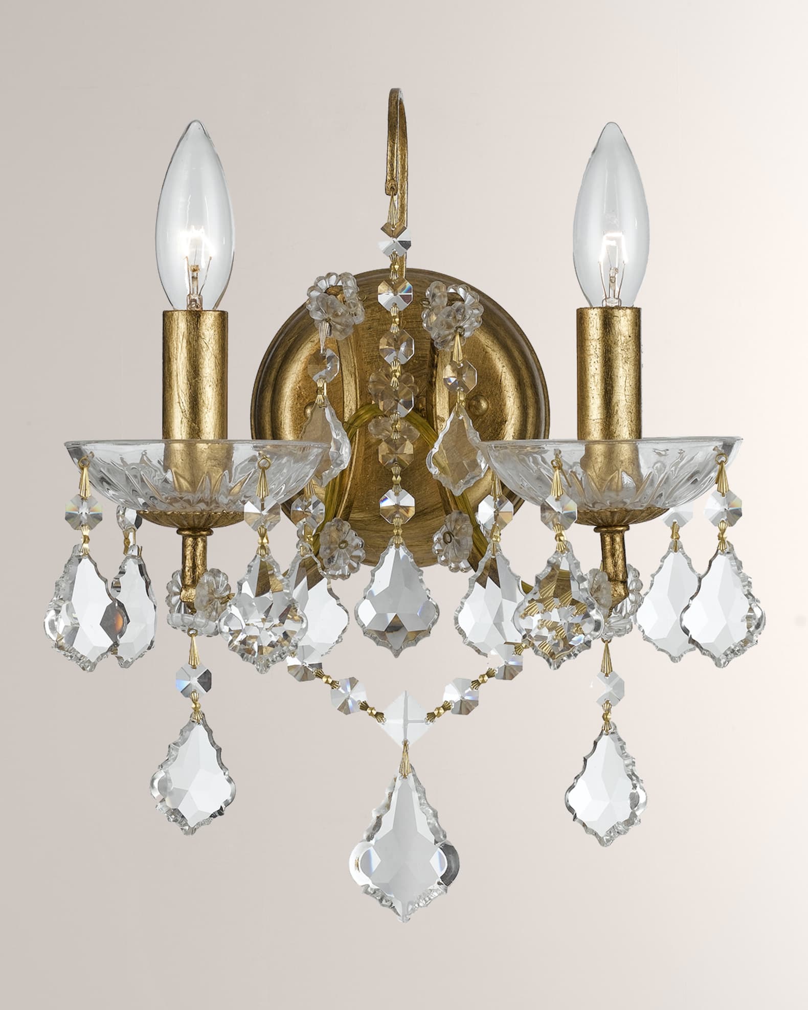 SWAROVSKI Crystorama Filmore Two-Light Elements Crystal Gold Sconce