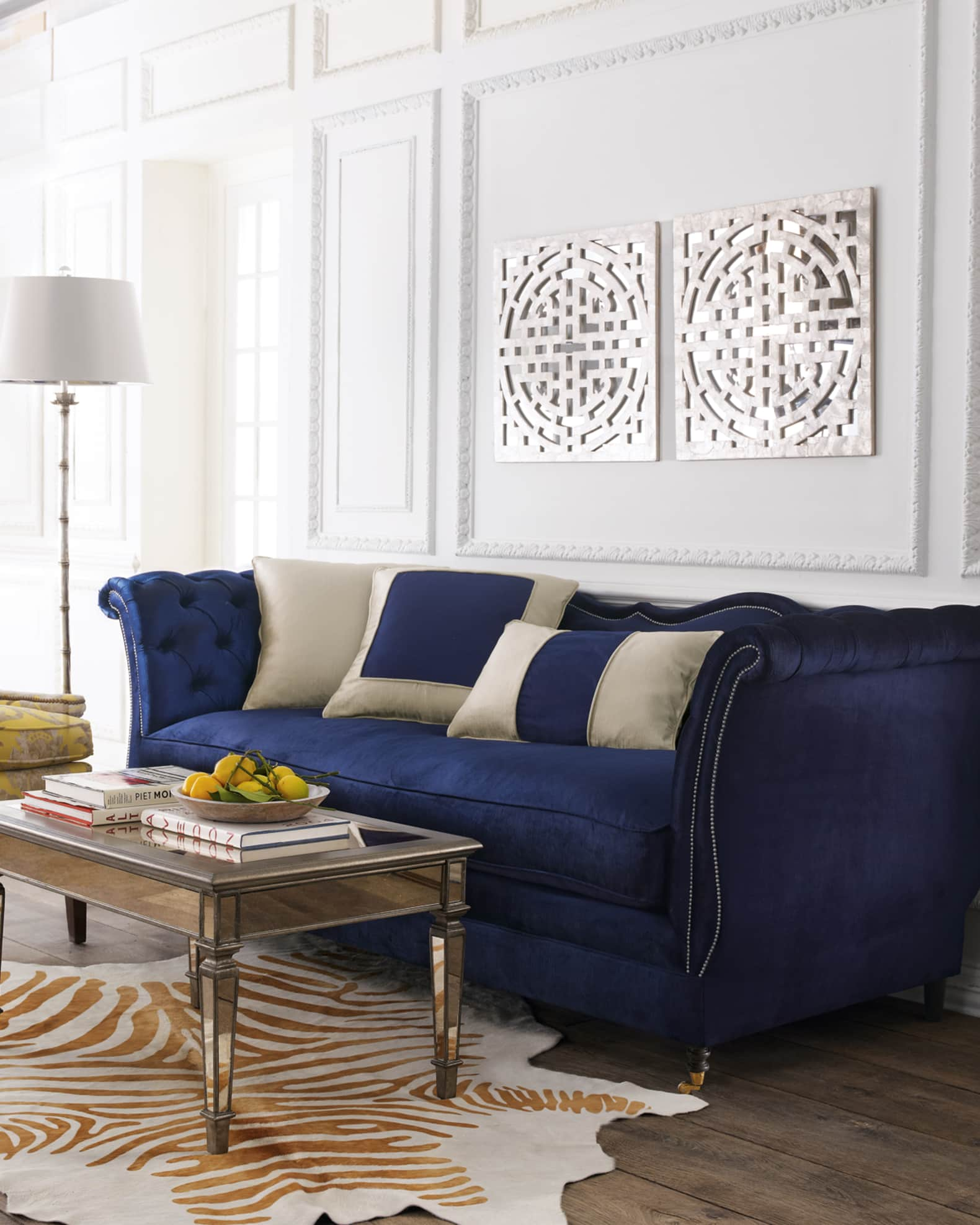 Haute House Horton Navy Velvet Tufted