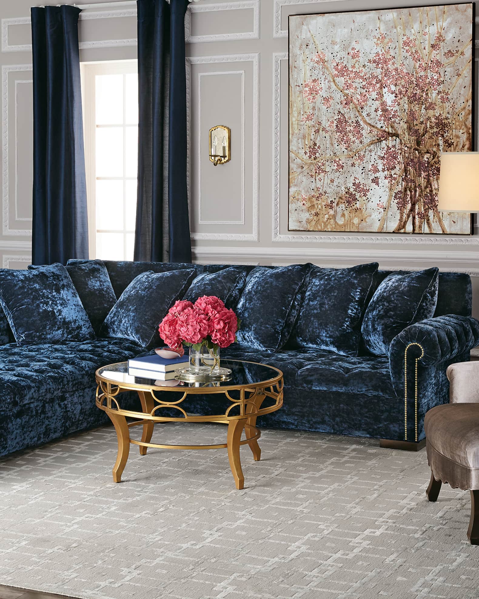 Haute House Divine Crushed Velvet Left Chaise Sectional 114 Horchow