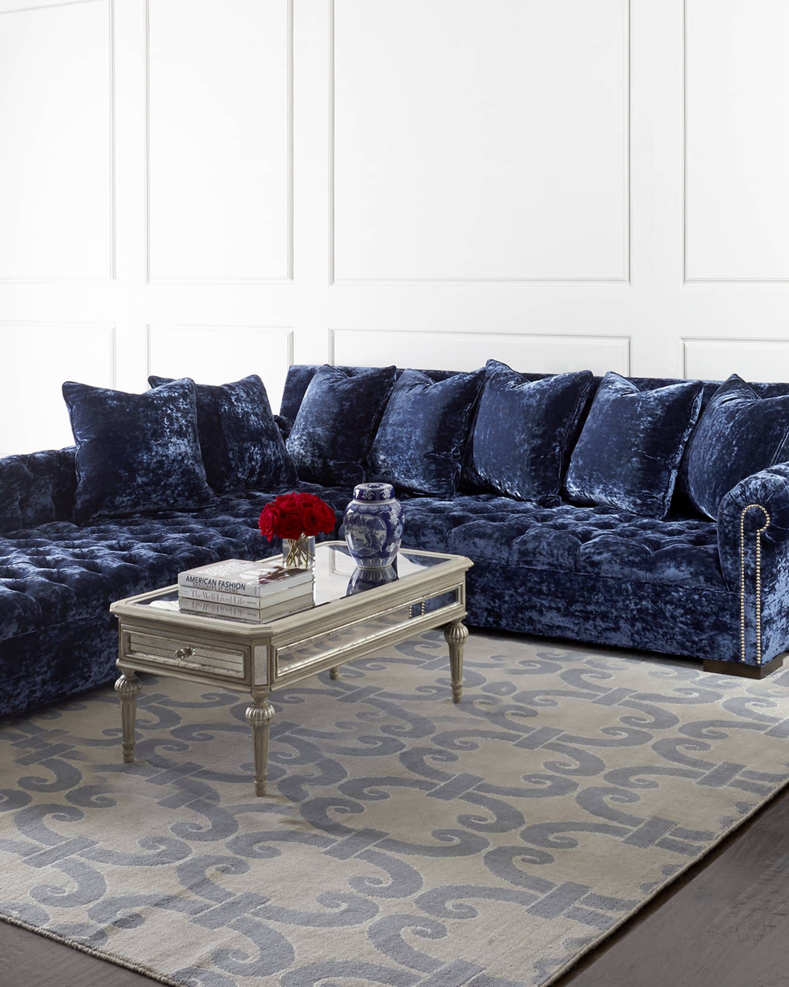 Haute House Divine Crushed Velvet Left Chaise Sectional 114 Horchow