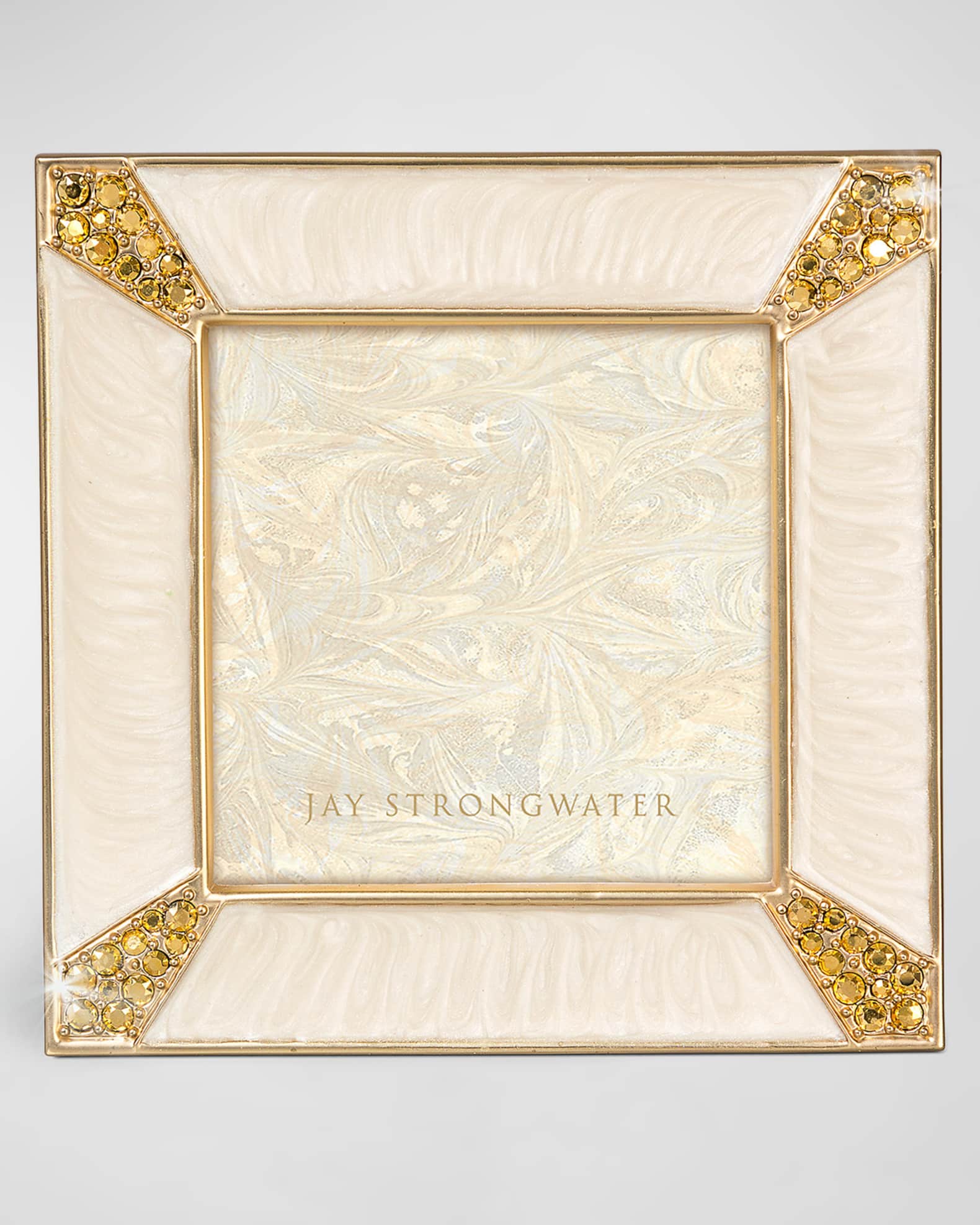 Jay Strongwater Leland Gold Pave Corner 2" Square Picture Frame