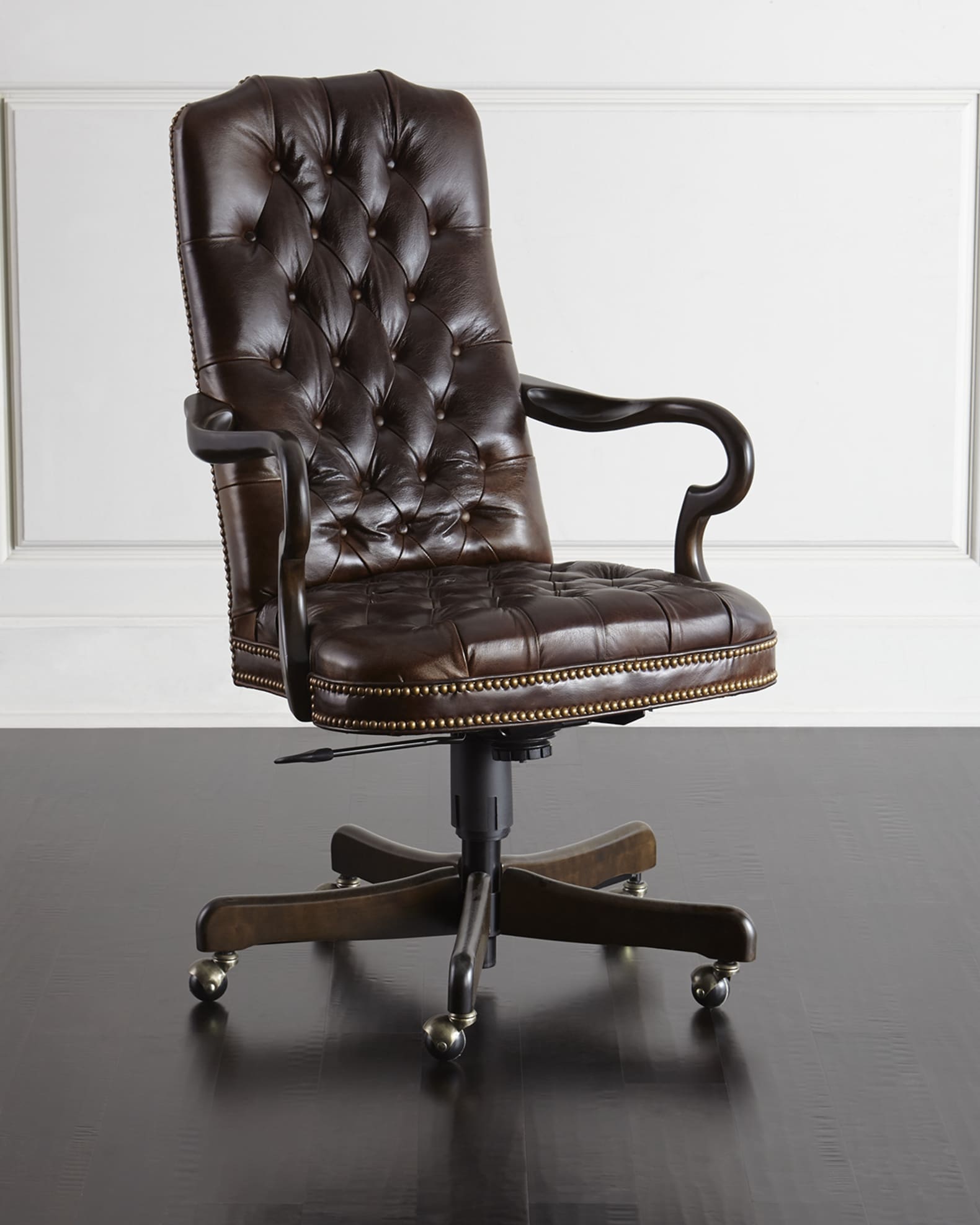 Massoud Blevens Tufted Leather Office Chair Horchow