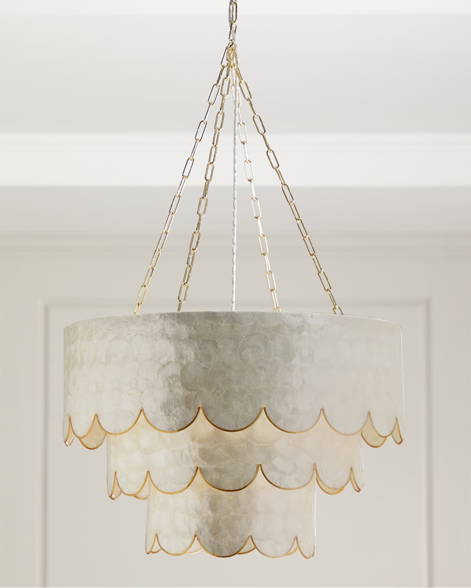 Three-Tiered Scalloped Capiz 3-Light Pendant