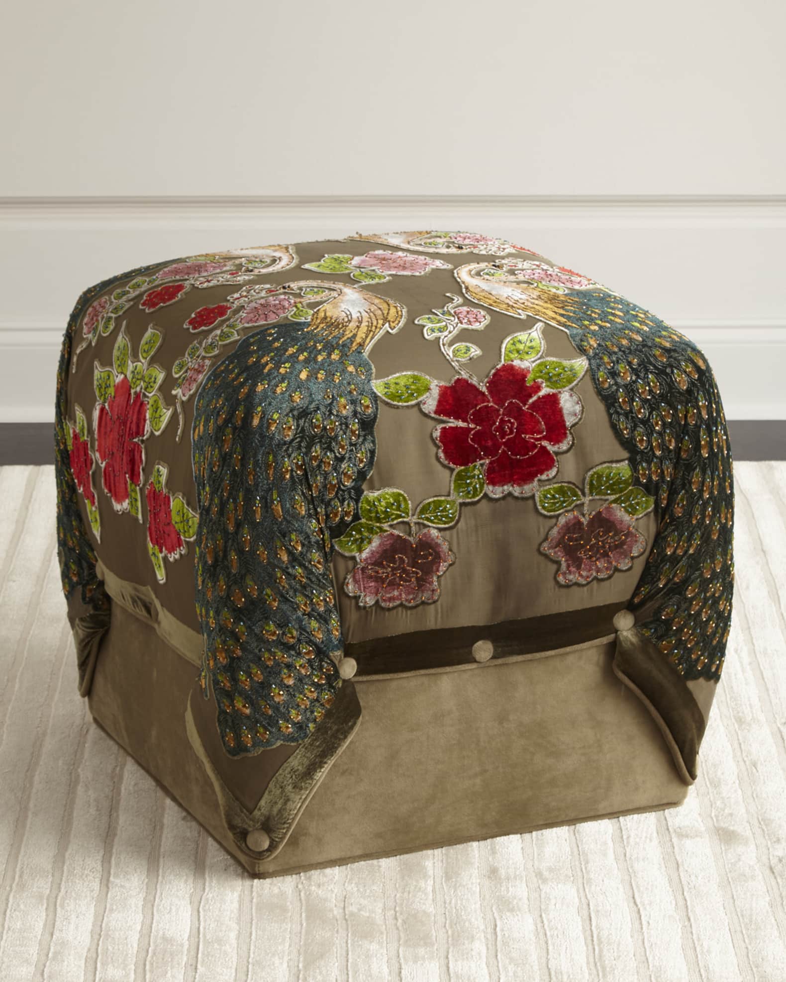 Peacock ottoman deals