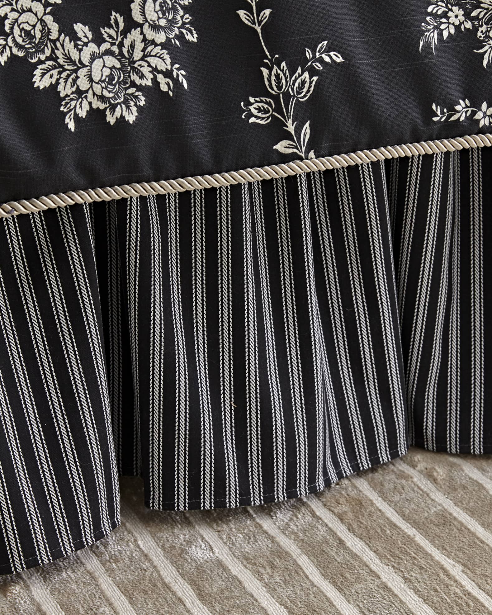 Black and white striped bed skirt king clearance