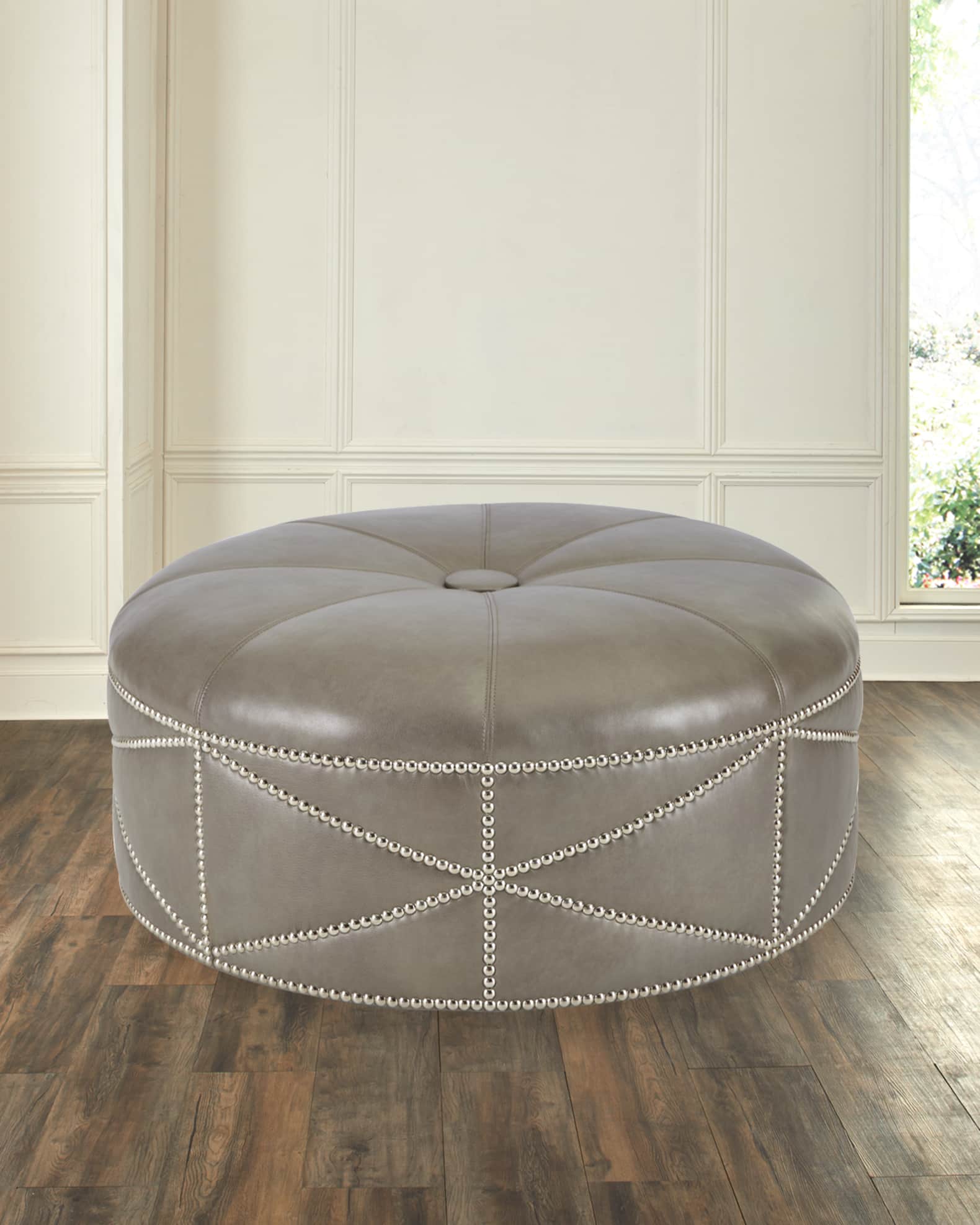 Leather round deals footstool