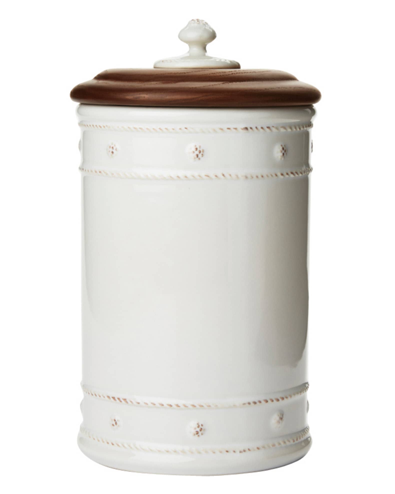 Juliska Berry & Thread 10" Canister with Wooden Lid Whitewash Horchow