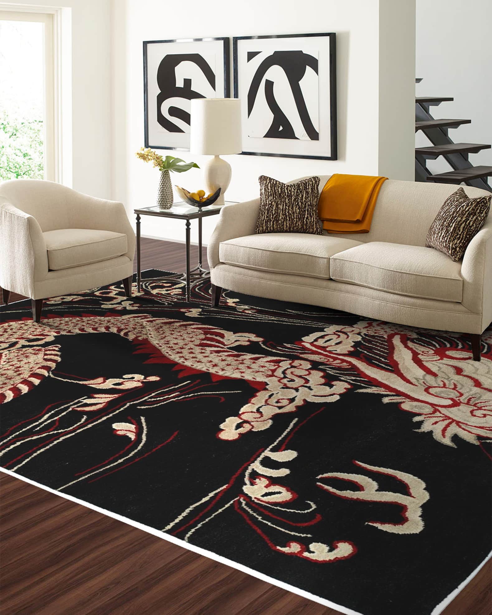 Josie Natori Black Dragon Rug, 3' x 5' | Horchow