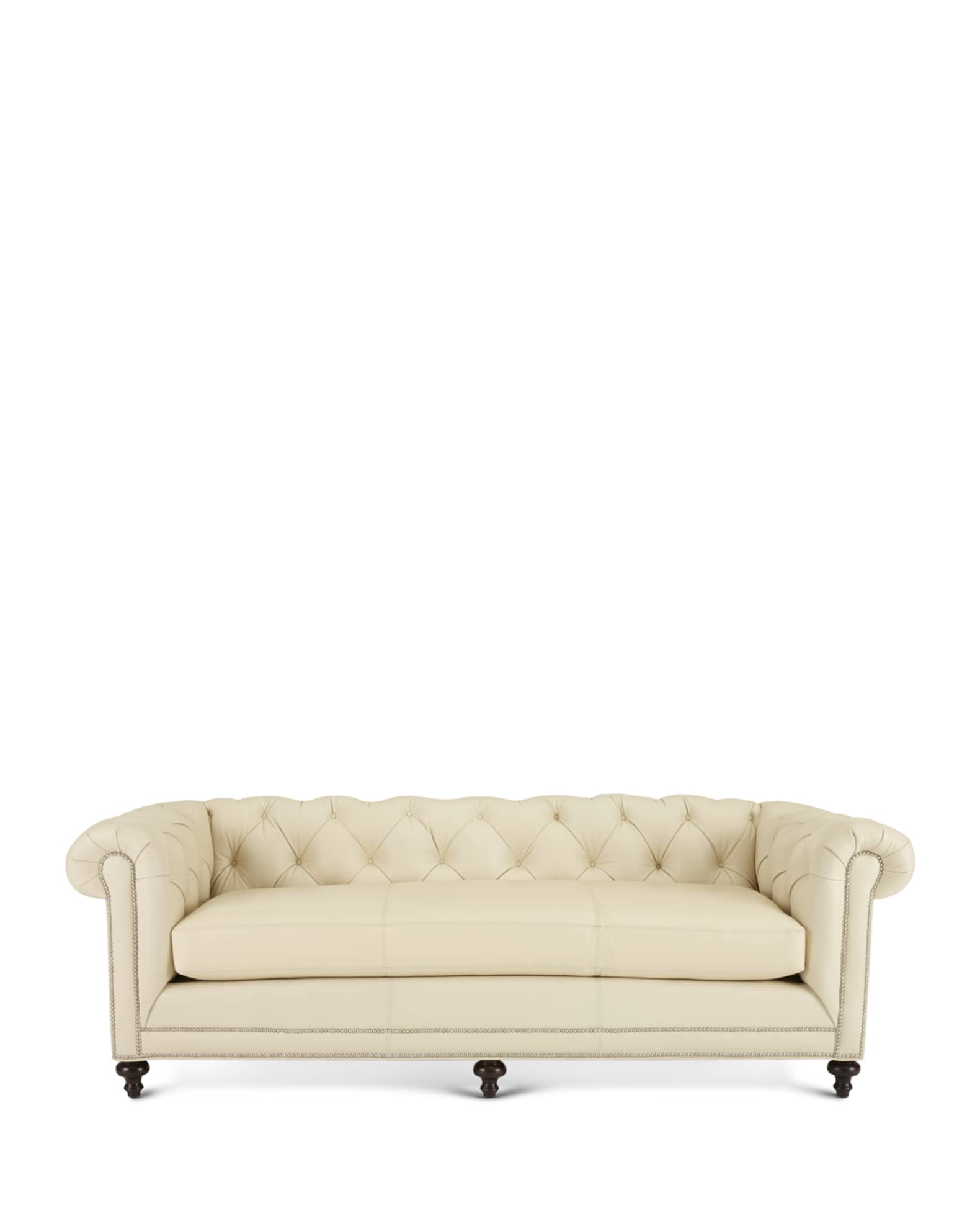 Cream leather tufted sofa discount