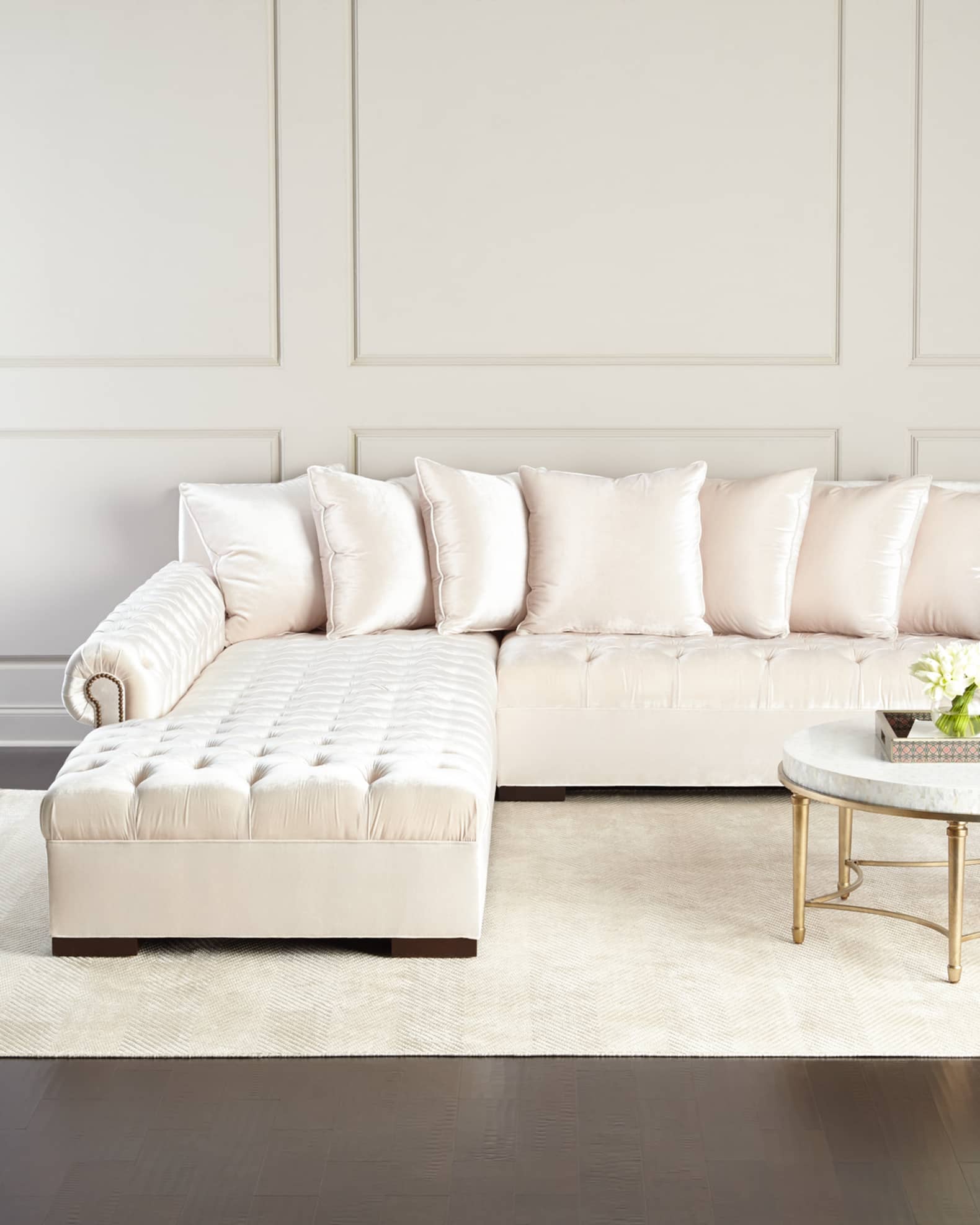 Tufted couch with sale chaise