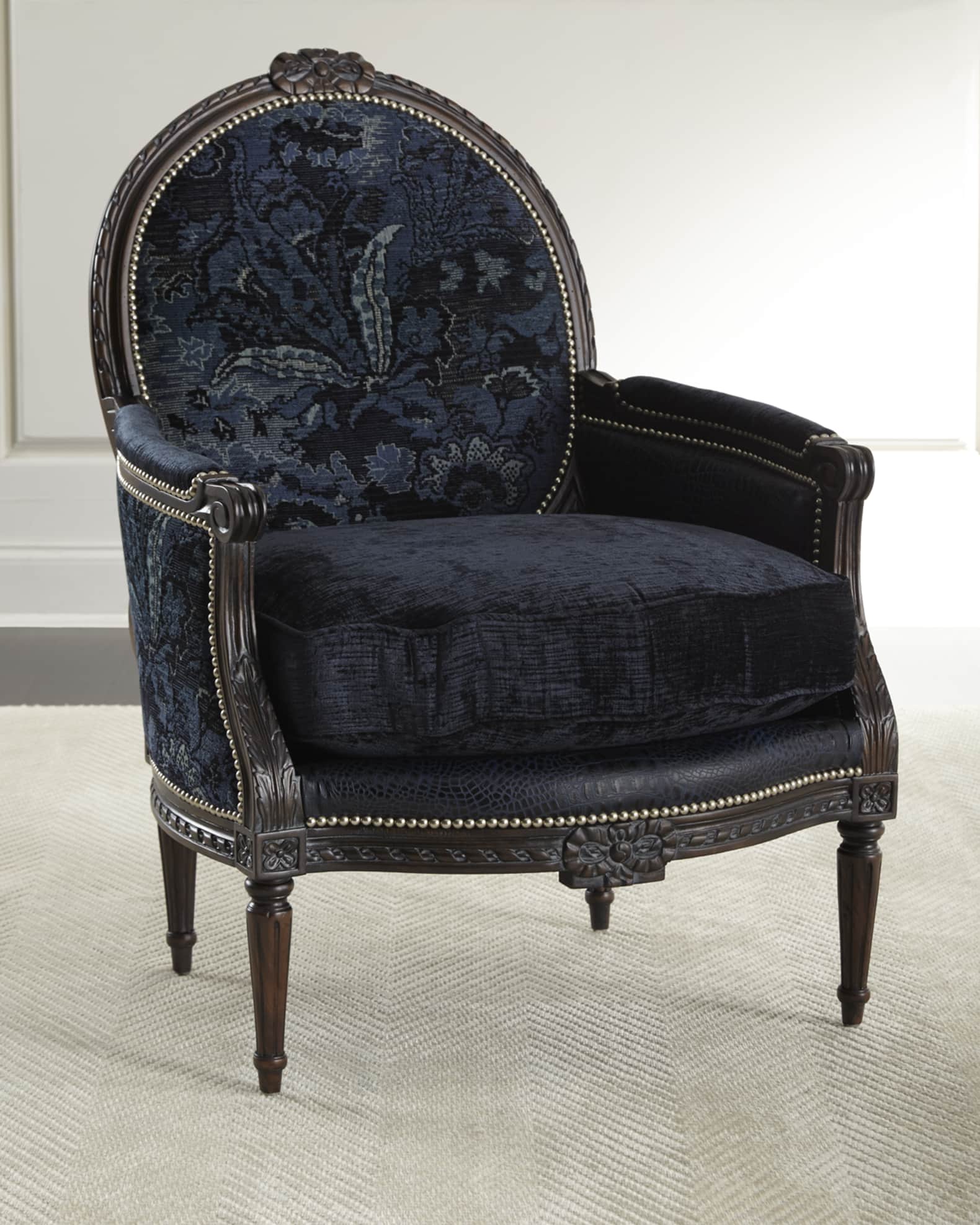 Velvet on sale bergere chair