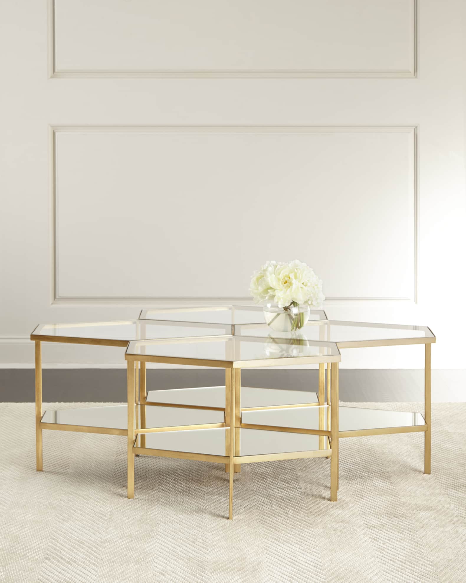 Hexagon glass coffee on sale table