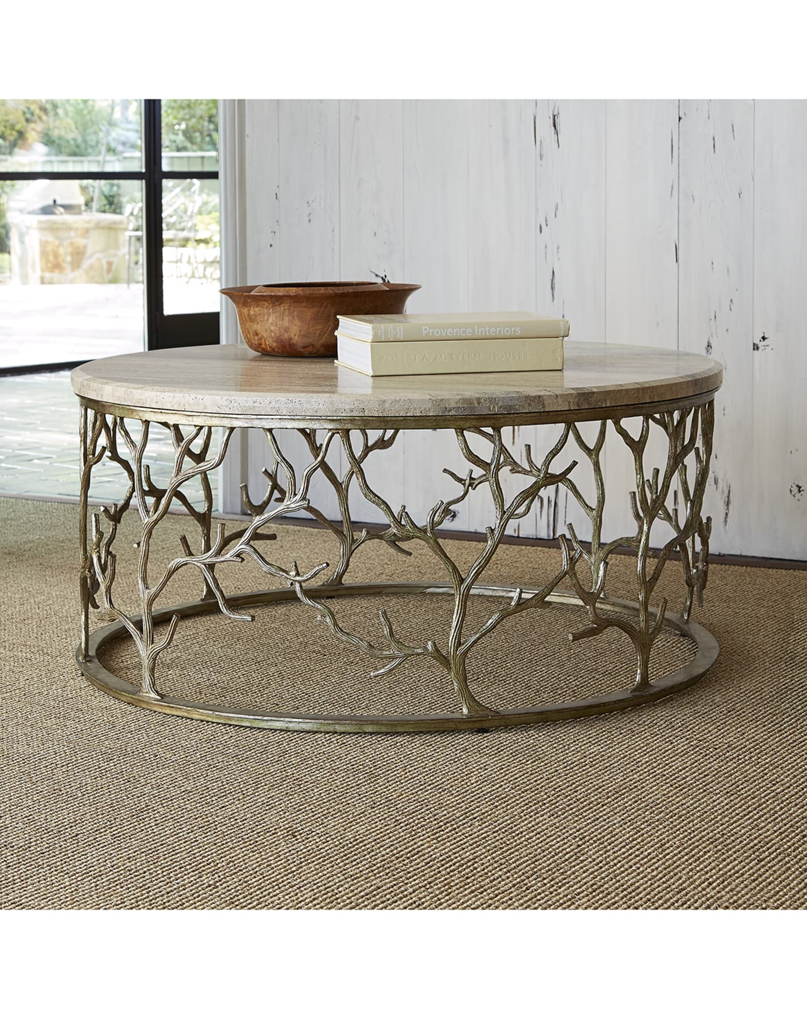 Silver metal shop round coffee table