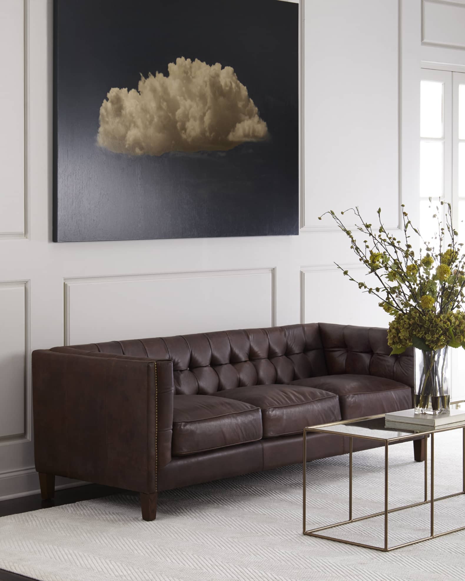 Four Hands Sable Tufted Leather Sofa Horchow