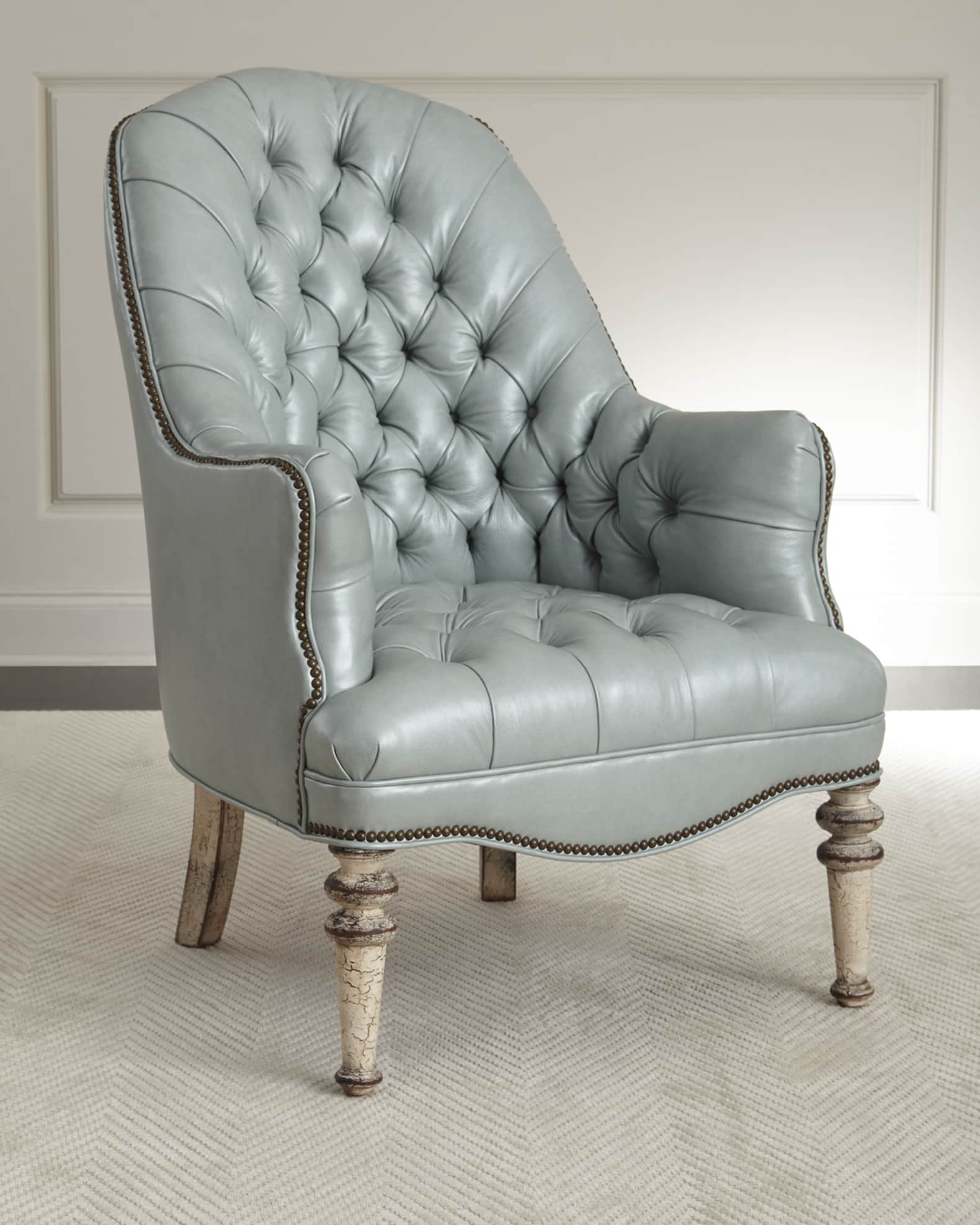 Leather sale chair tufted