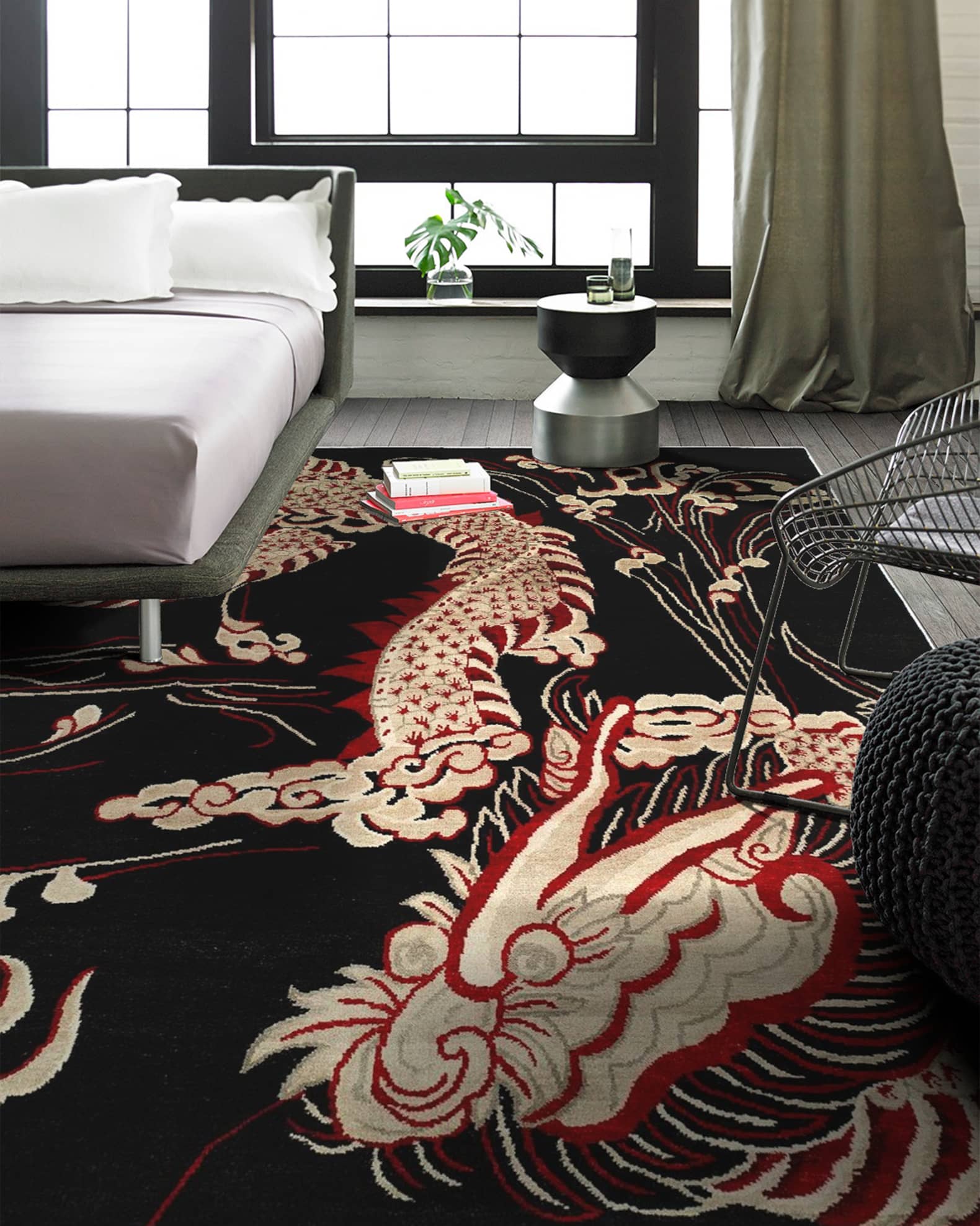 Josie Natori Black Dragon Rug, 8' x 10' | Horchow