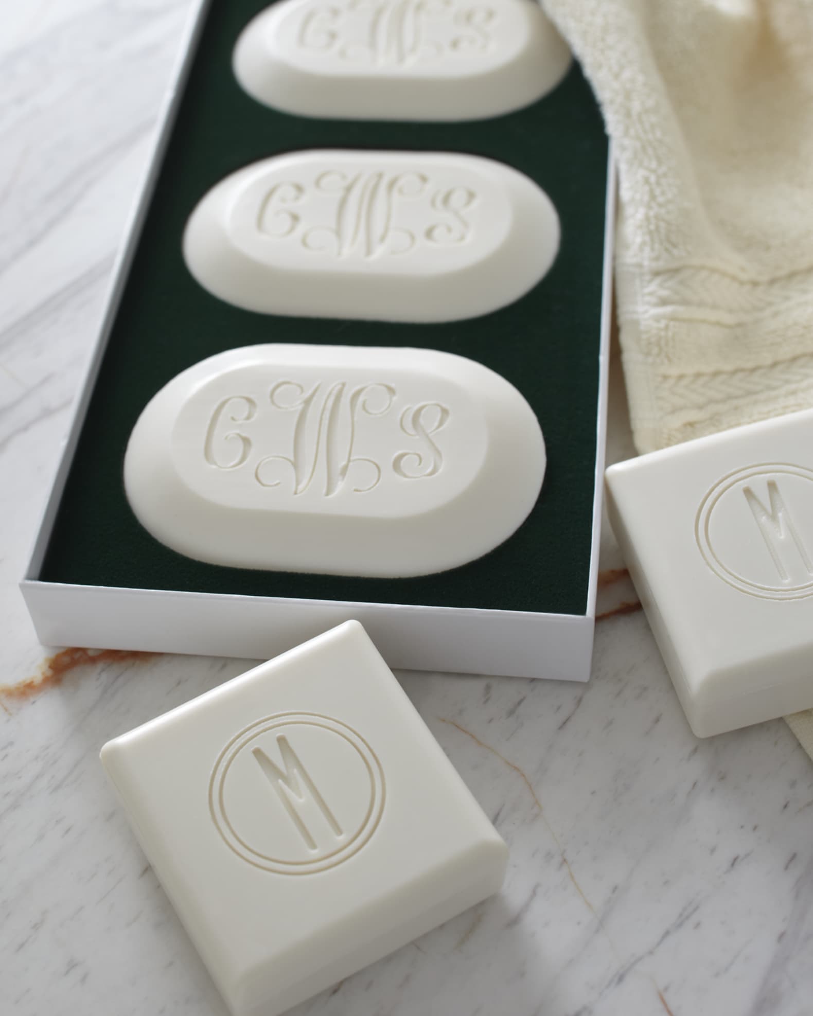 Carved Solutions Three Square Soaps with Single Initial