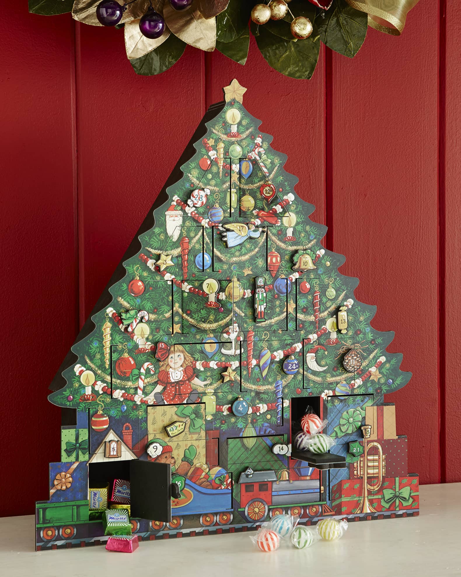 Byers' Choice Wood Christmas Tree Advent Calendar