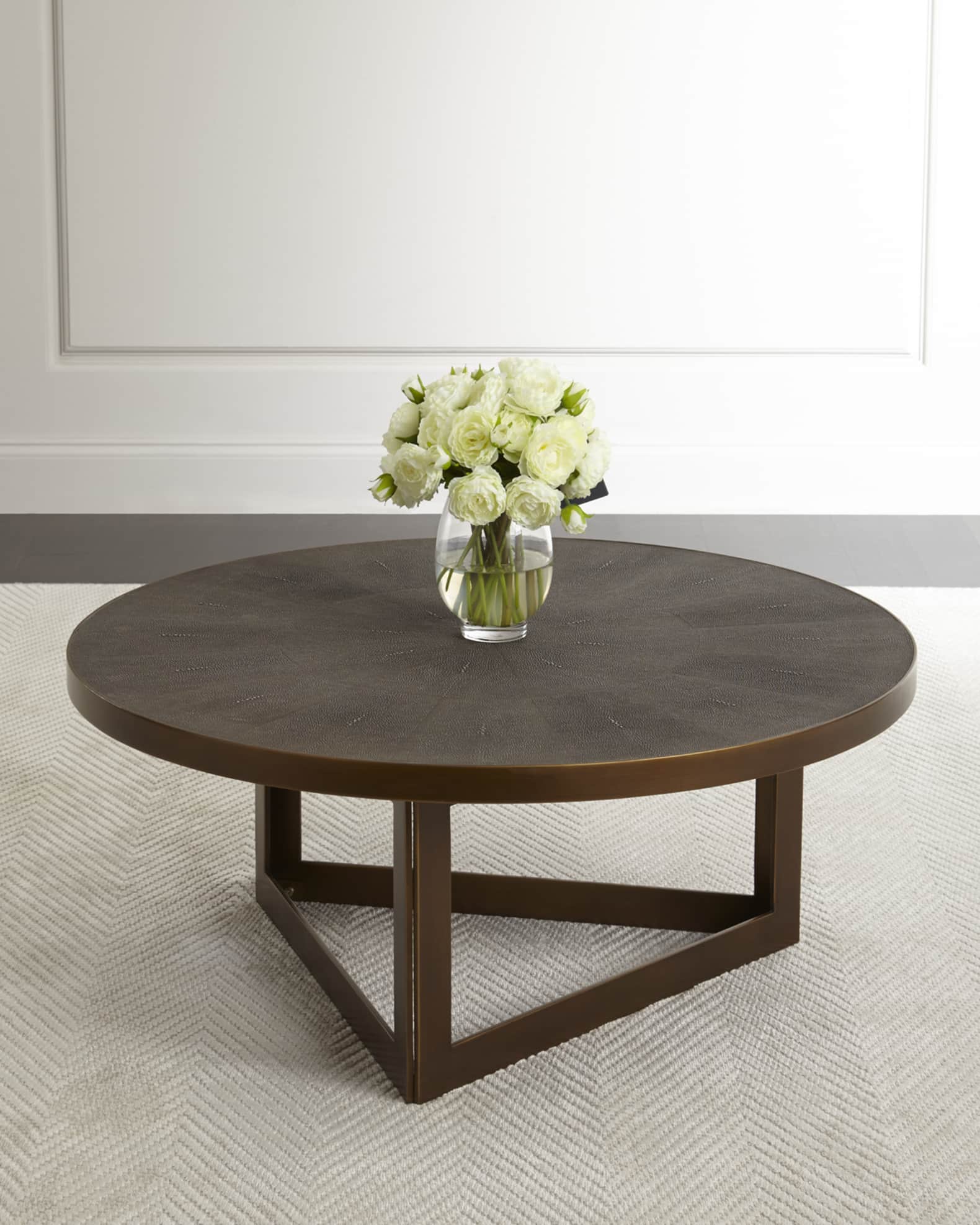 Four Hands Ebba Faux-Shagreen Round Coffee Table