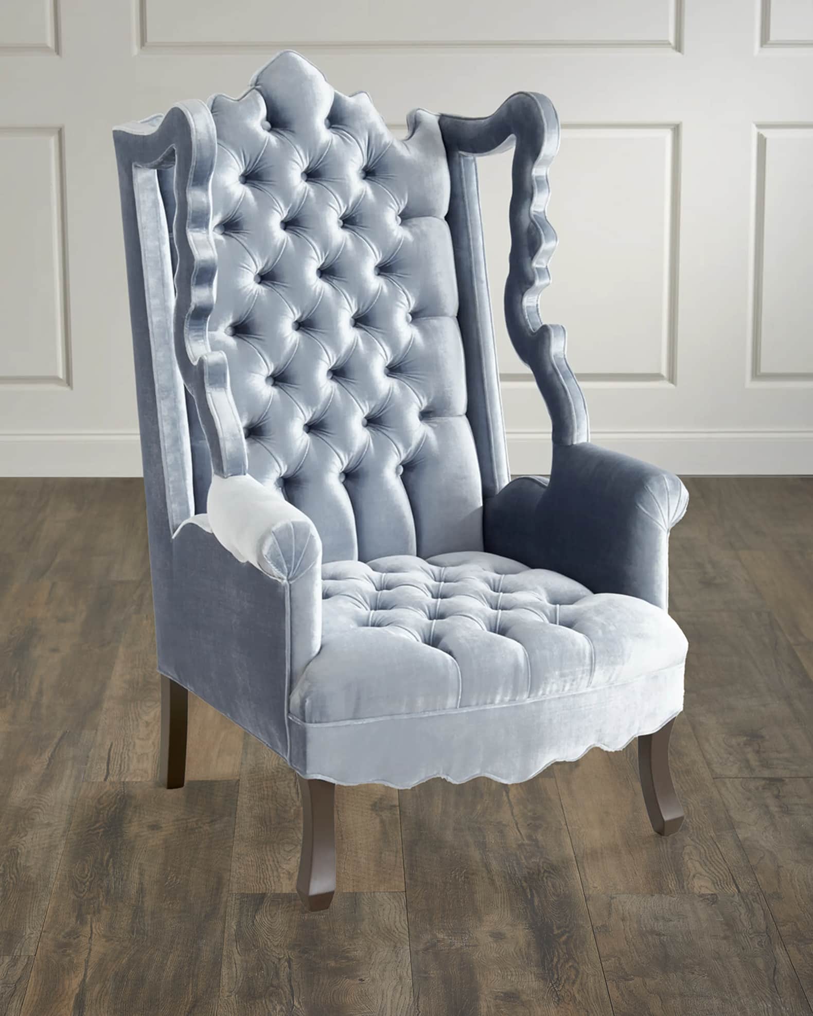 Haute House Isabella Tufted Velvet Cut-Out Wing Chair