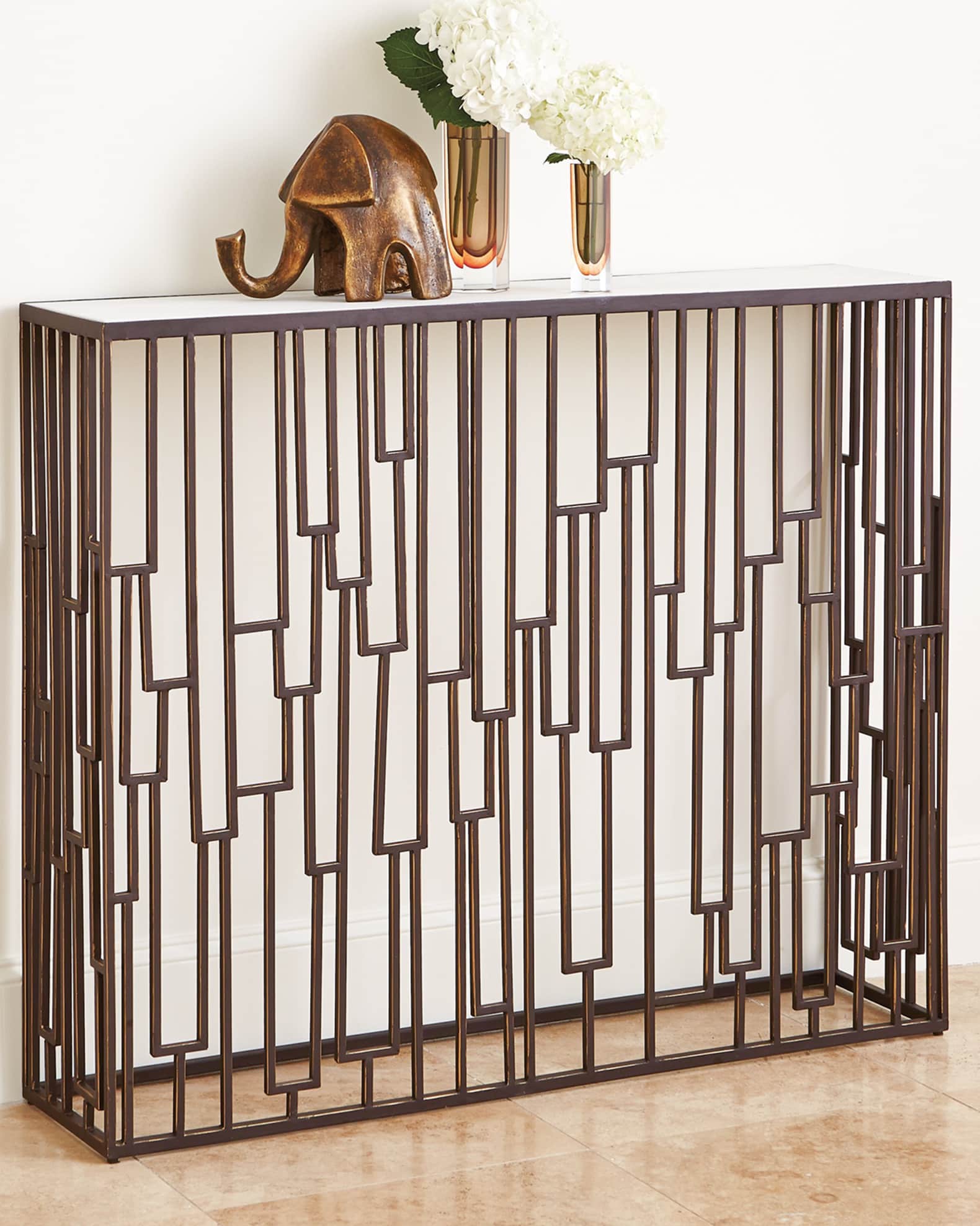 Global Views Argento Marble Entry Table Horchow