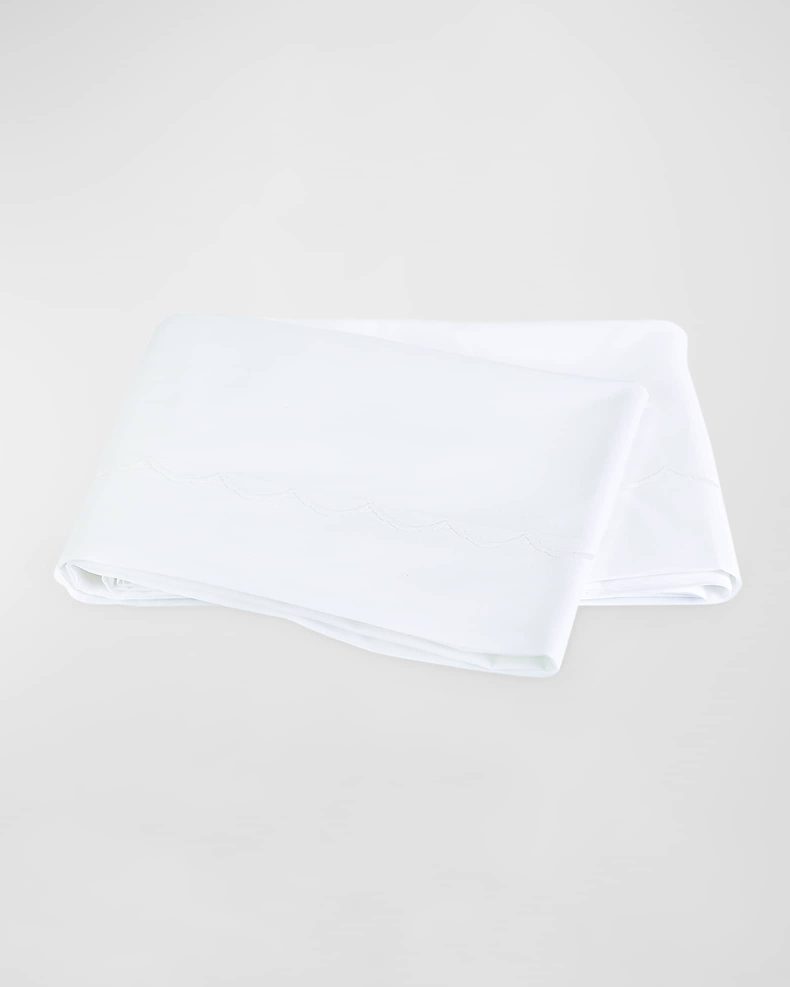 Matouk Scallop Embroidered 350 Thread Count Flat Sheet, Queen