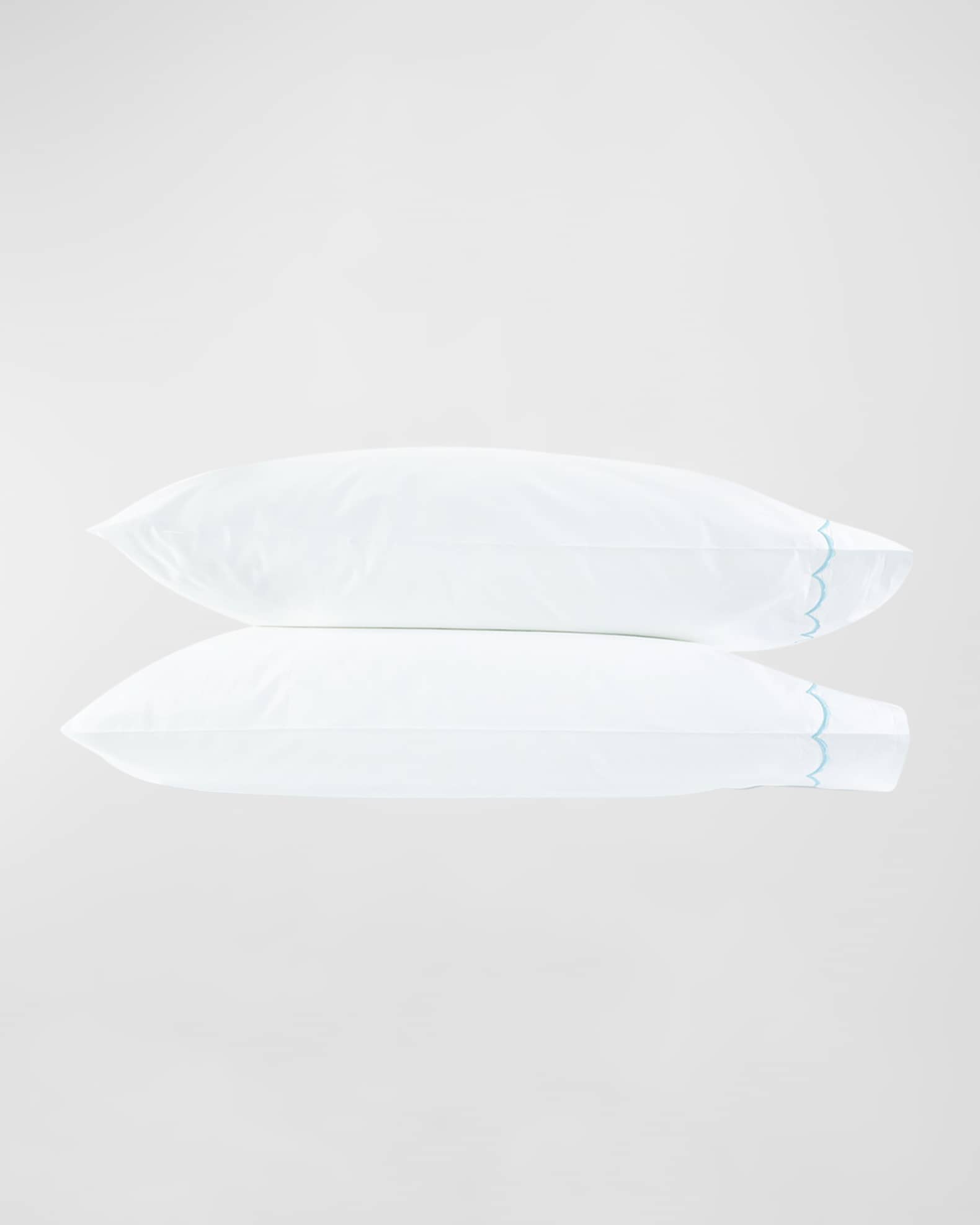 Matouk Two Scallops Embroidered 350 Thread Count Pillowcases, STANDARD CASE