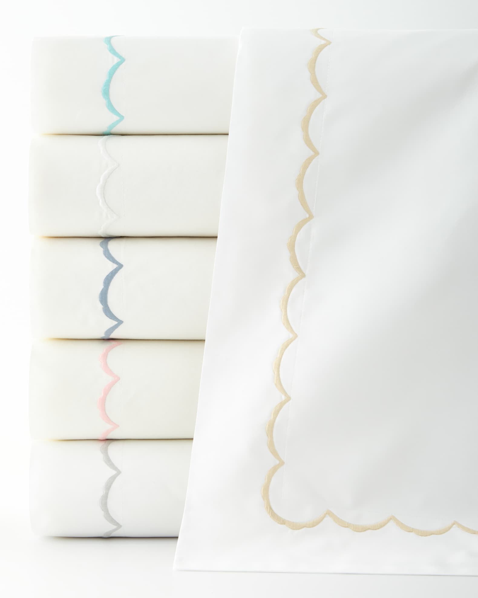 Matouk Scallop Embroidered 350 Thread Count Flat Sheet, KING Horchow