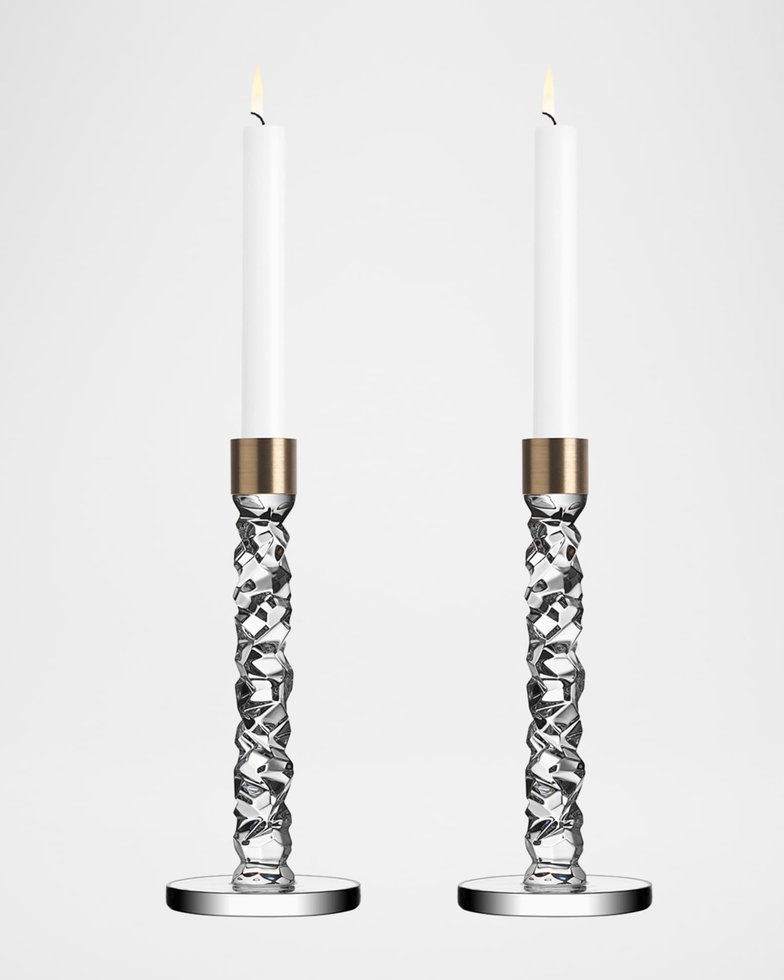 Orrefors Carat Brass Candlesticks, Set of 2 Horchow