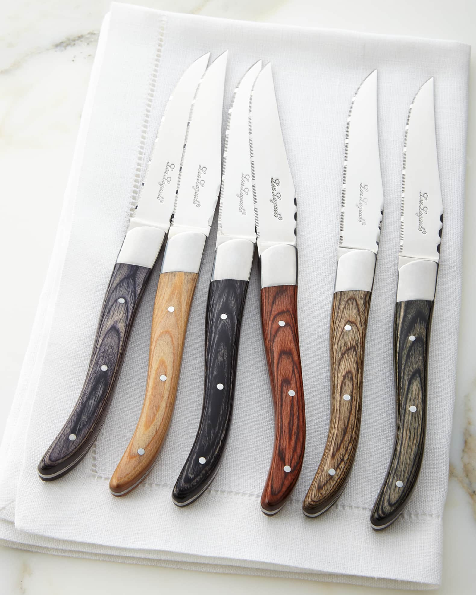 Set of 6 regional knife made with Madreperlato, beige