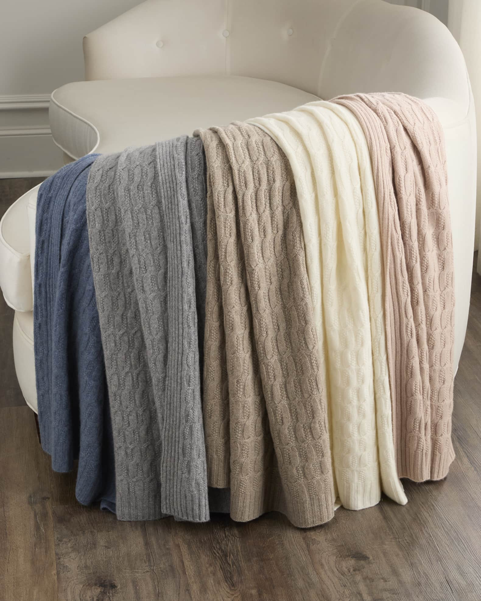 Ribbed Knit Cashmere Throw