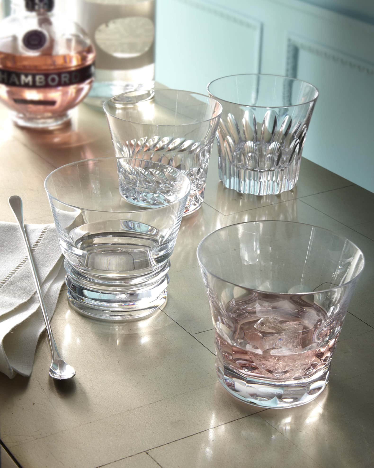 Dressed Up Crystal Glass Tumblers: Assorted Patterns, Set of 4