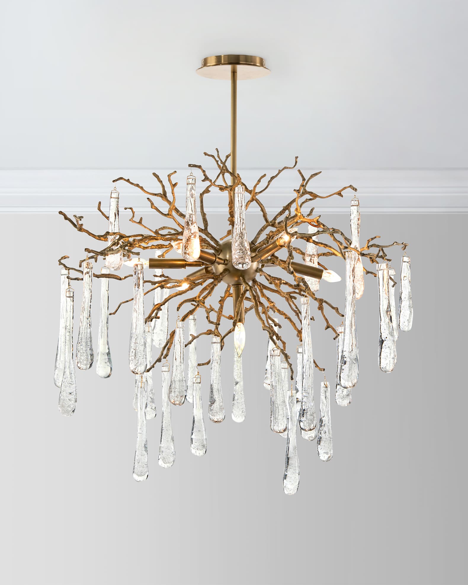 John-Richard Collection Brass and Glass Teardrop 7-Light Chandelier