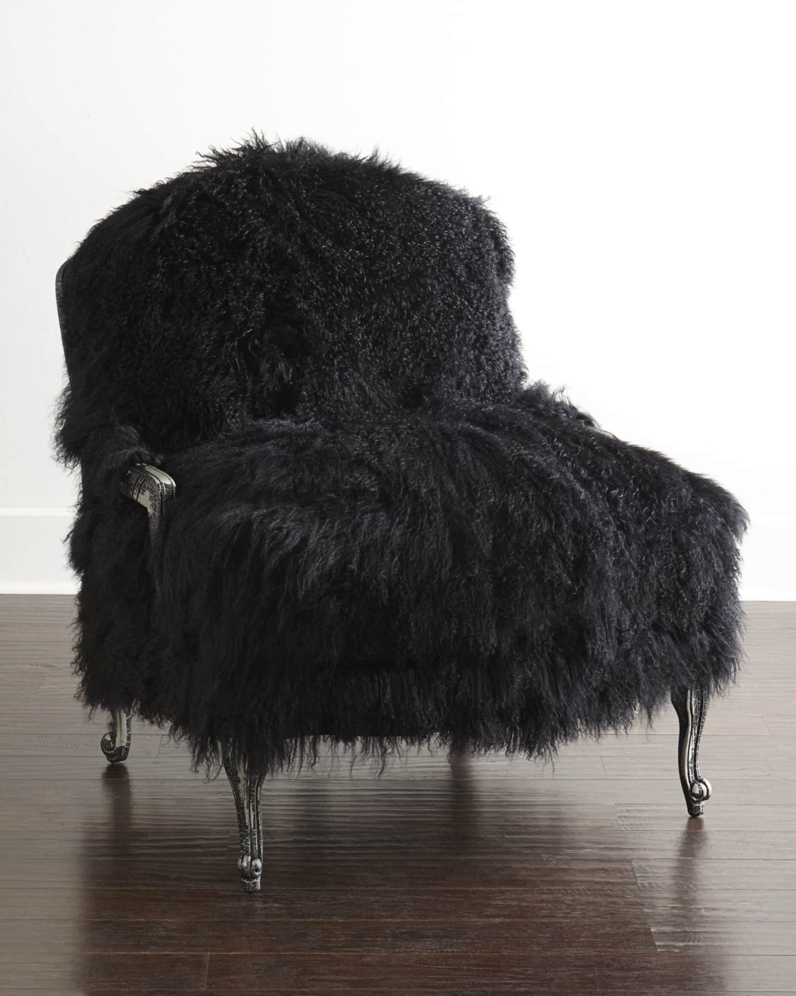 Black sheepskin on sale chair