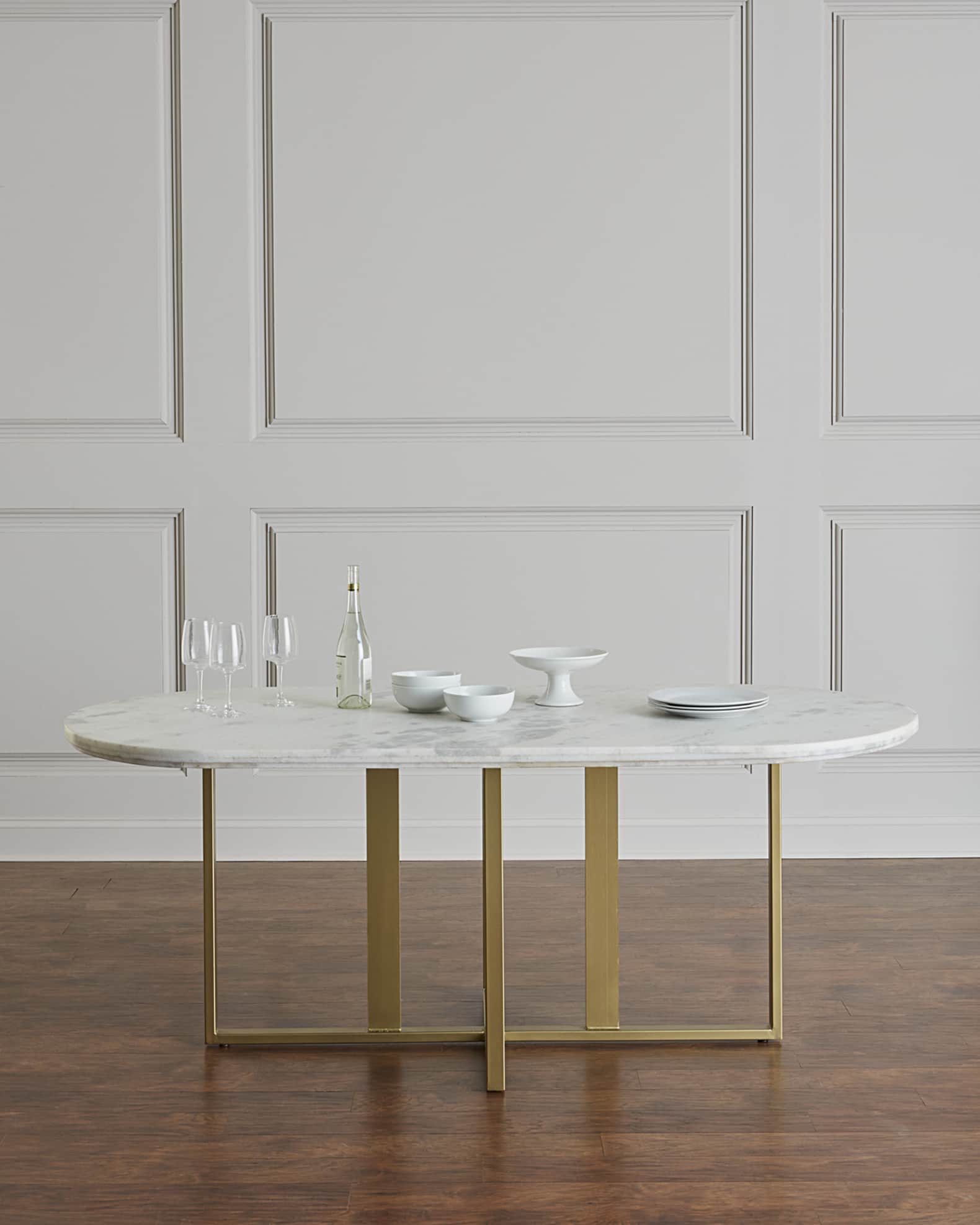 Four Hands Dylia Marble and Brass Oval Dining Table