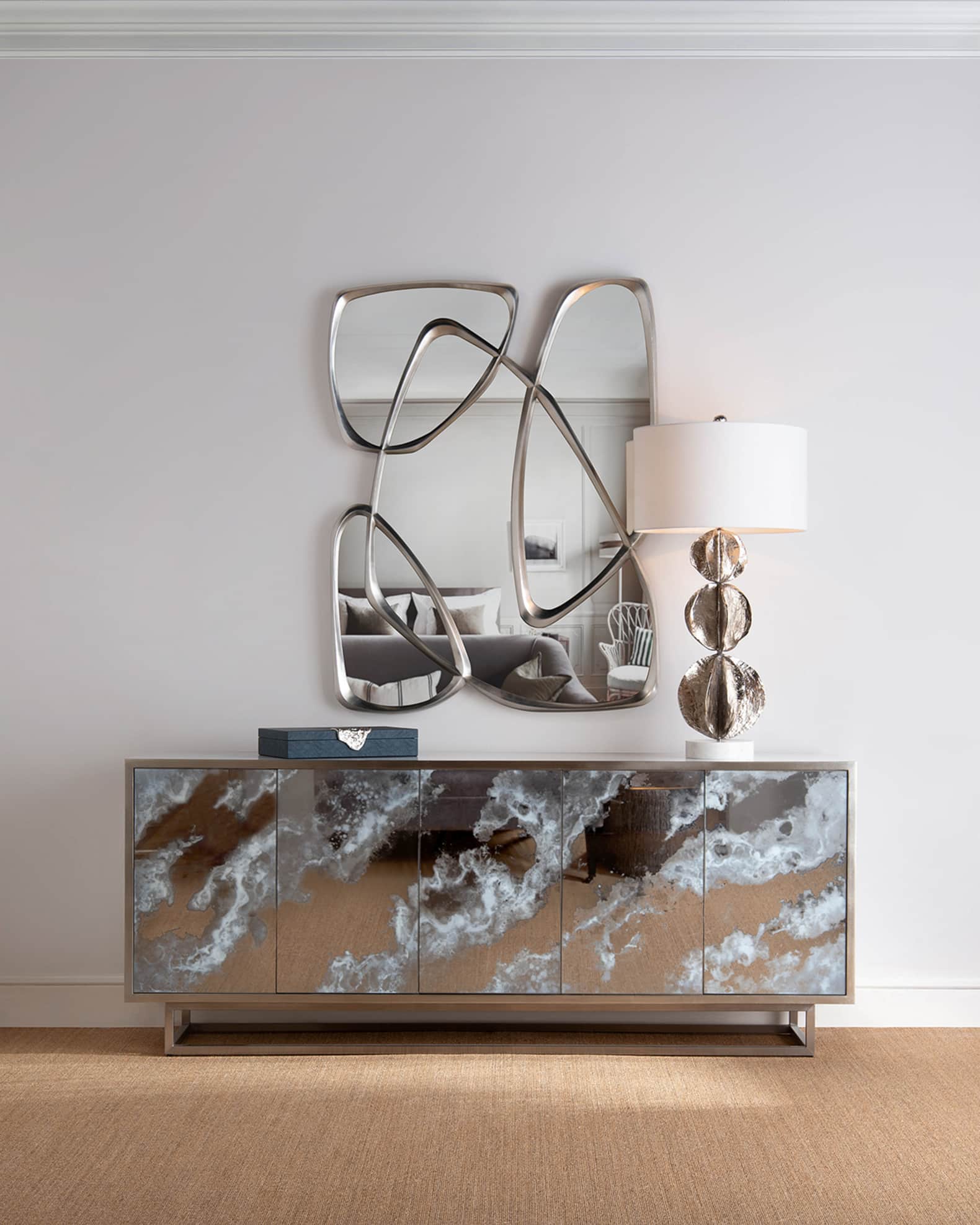スーパーセール期間限定 John-Richard Collection Zeta Mirror in Pewter | Horchow 工芸品