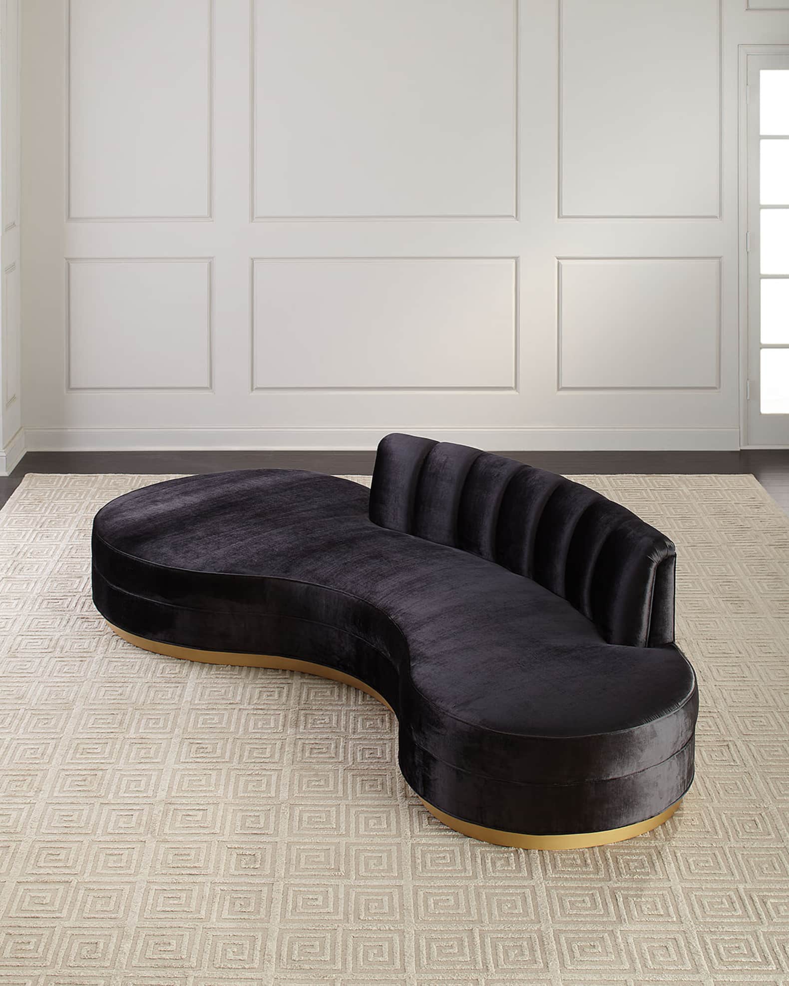 Black velvet 2024 curved sofa